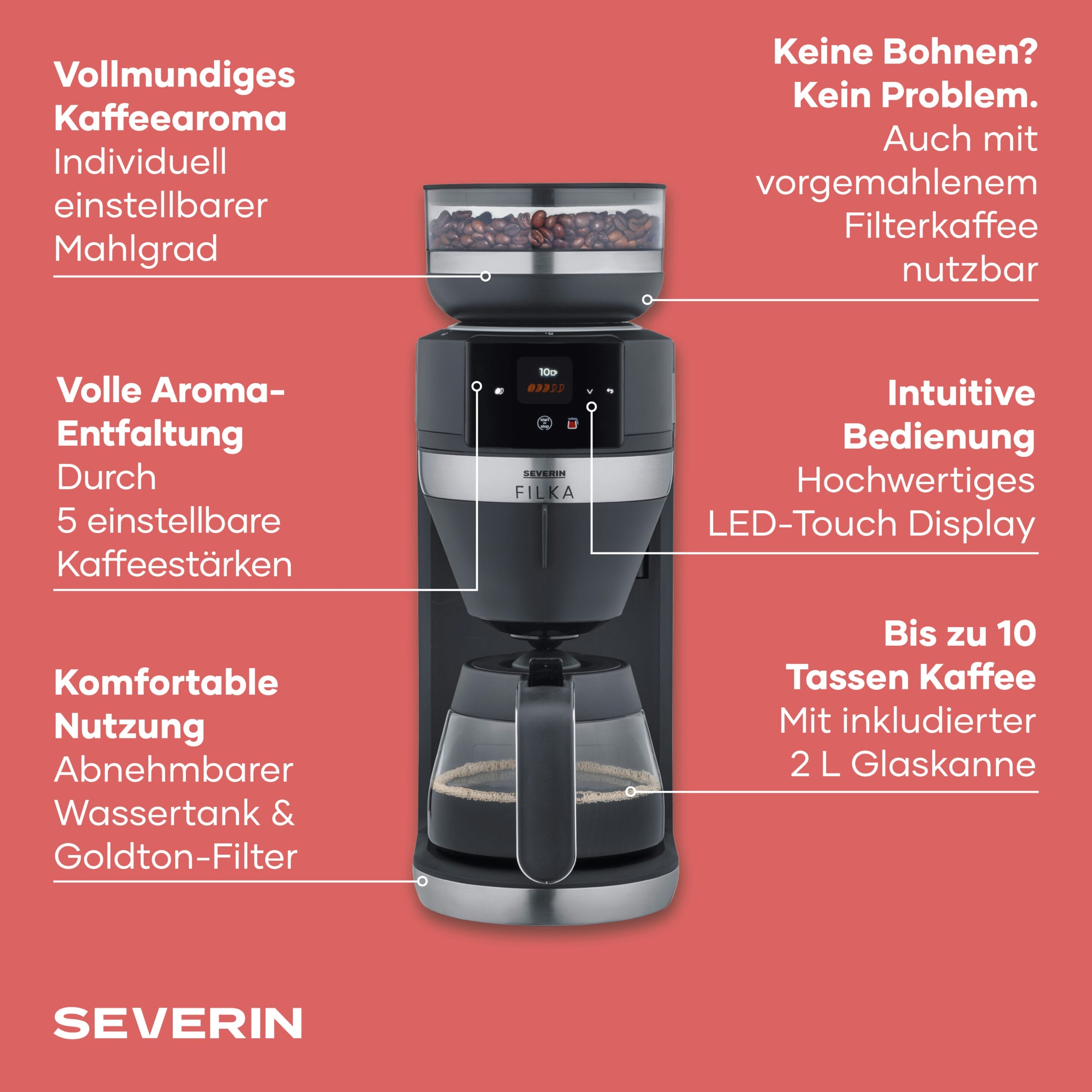 SEVO Filka KA 4852 macchina caffè filtro vetro