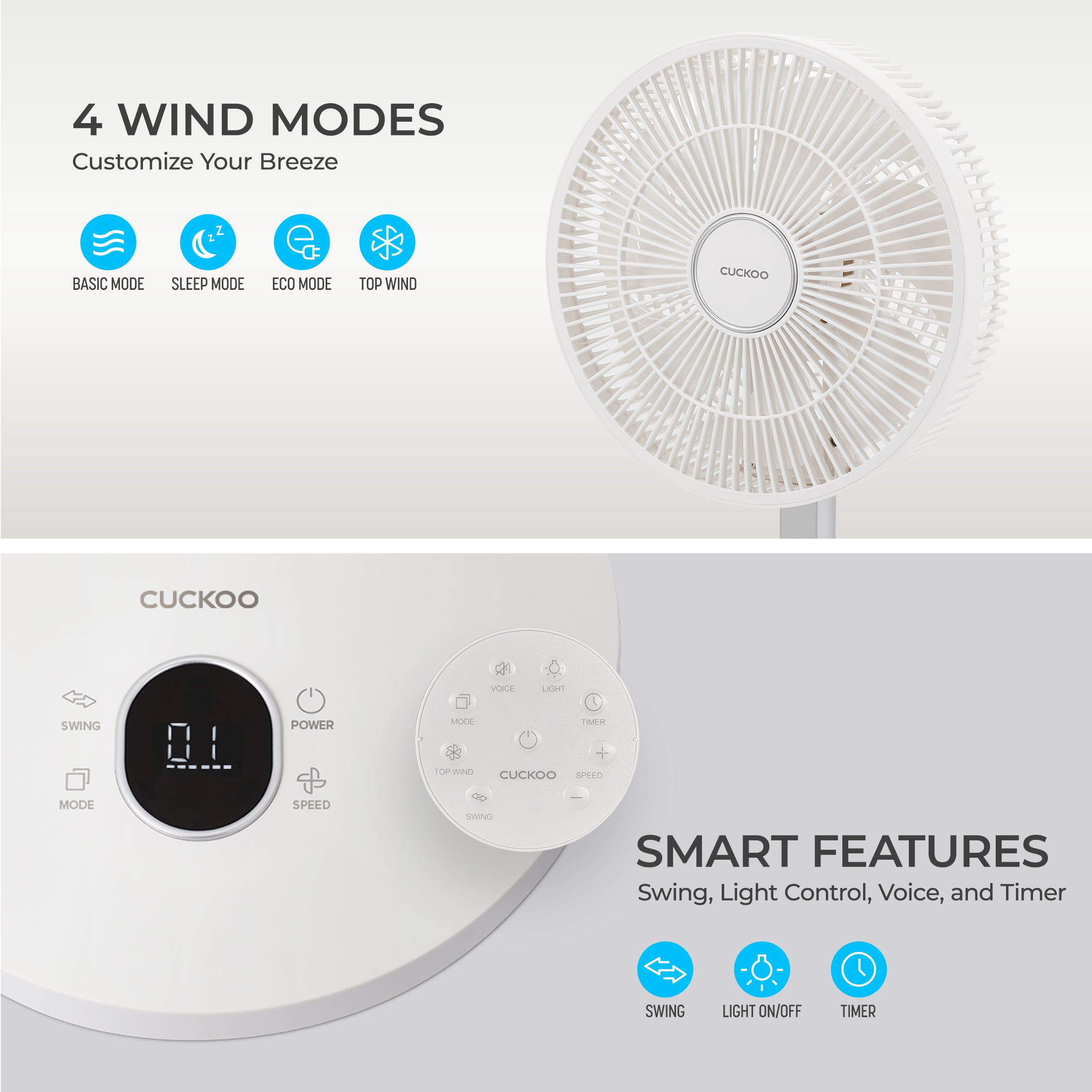 CUCKOO CF-ECL1010WH circolatore aria pieghevole 25 cm ricondizionato