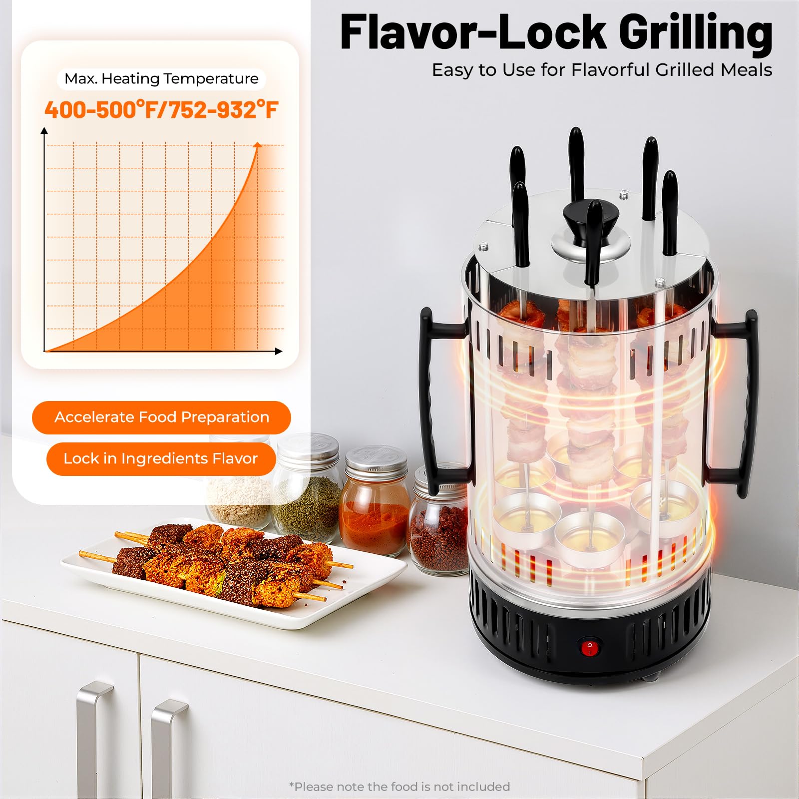 TiryyDrela Barbecue Verticale Elettrico Senza Fumo 1000W