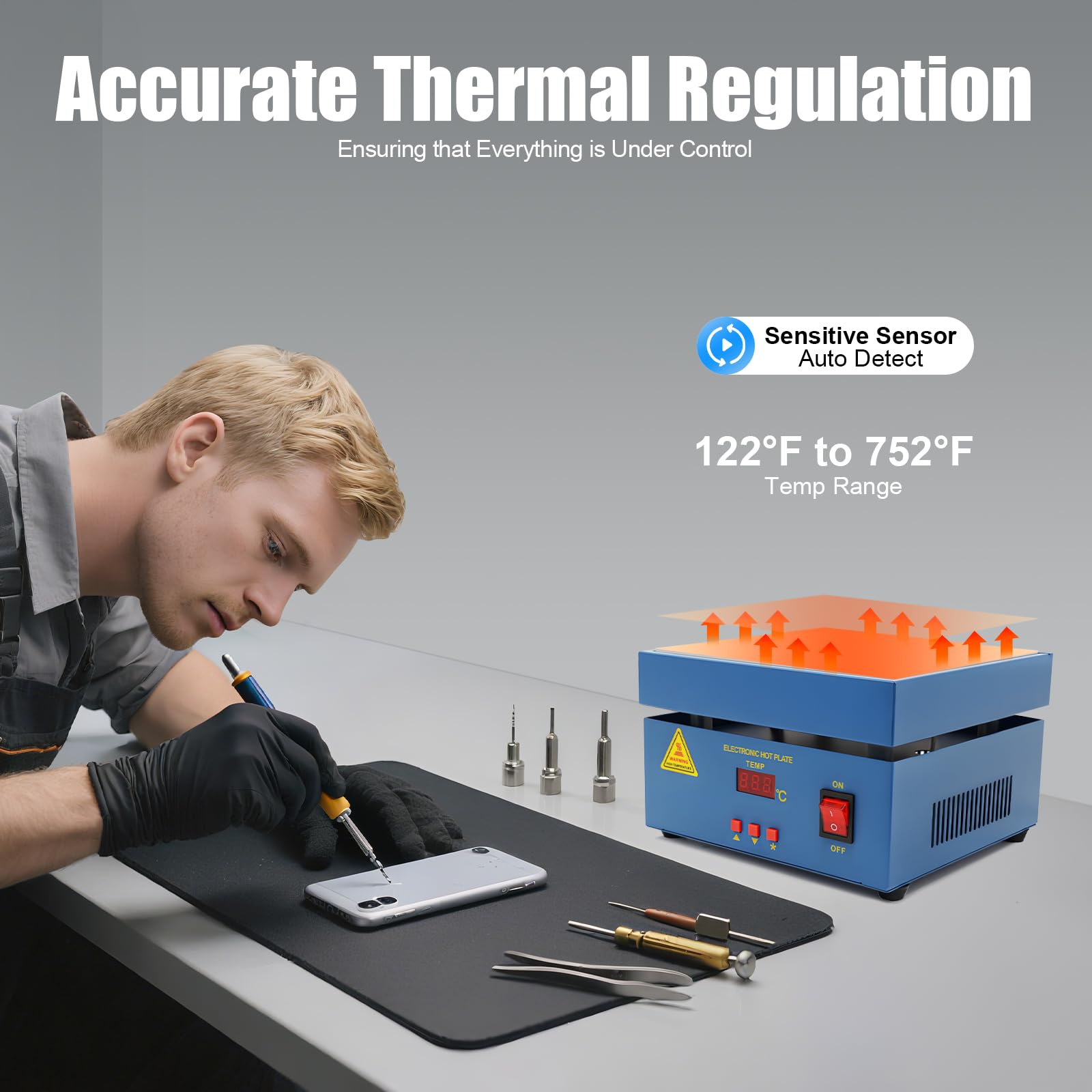 TiryyDrela 800W piastra riscaldante laboratorio 50-400°C