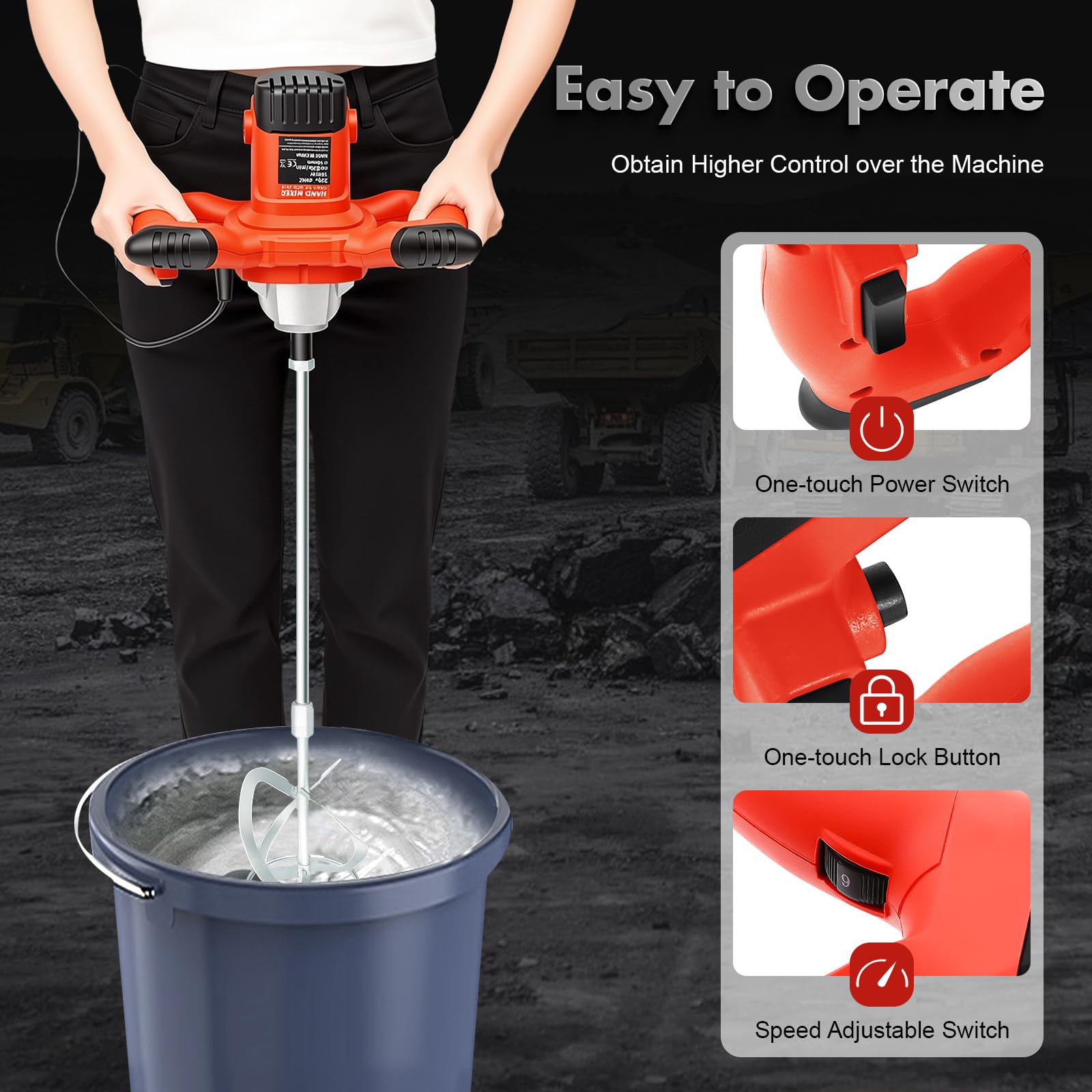 TiryyDrela miscelatore calcestruzzo elettrico 1500W 930 giri
