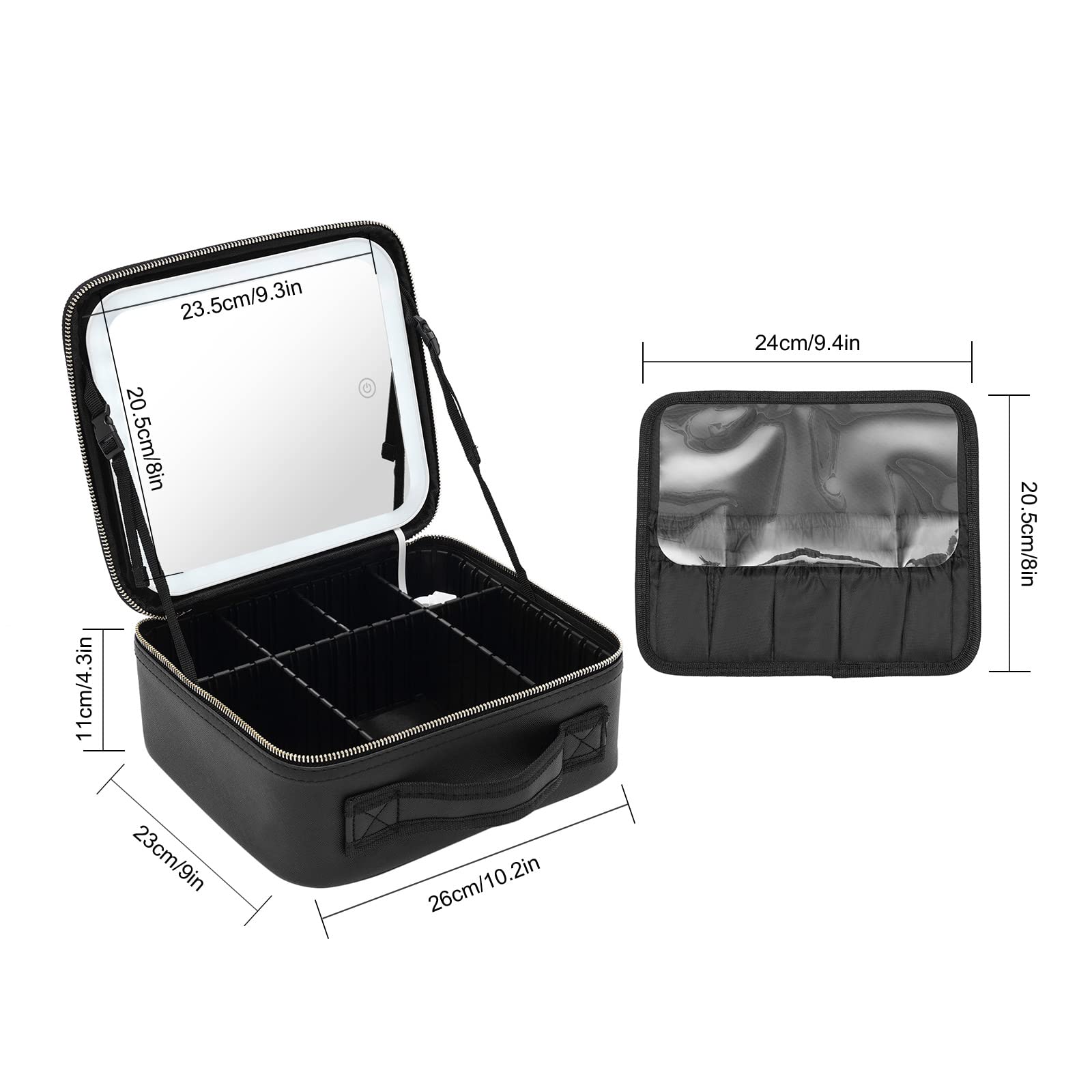 TiryyDrela Vanity Case Trucco LED 3 Colori 26x23x11 cm