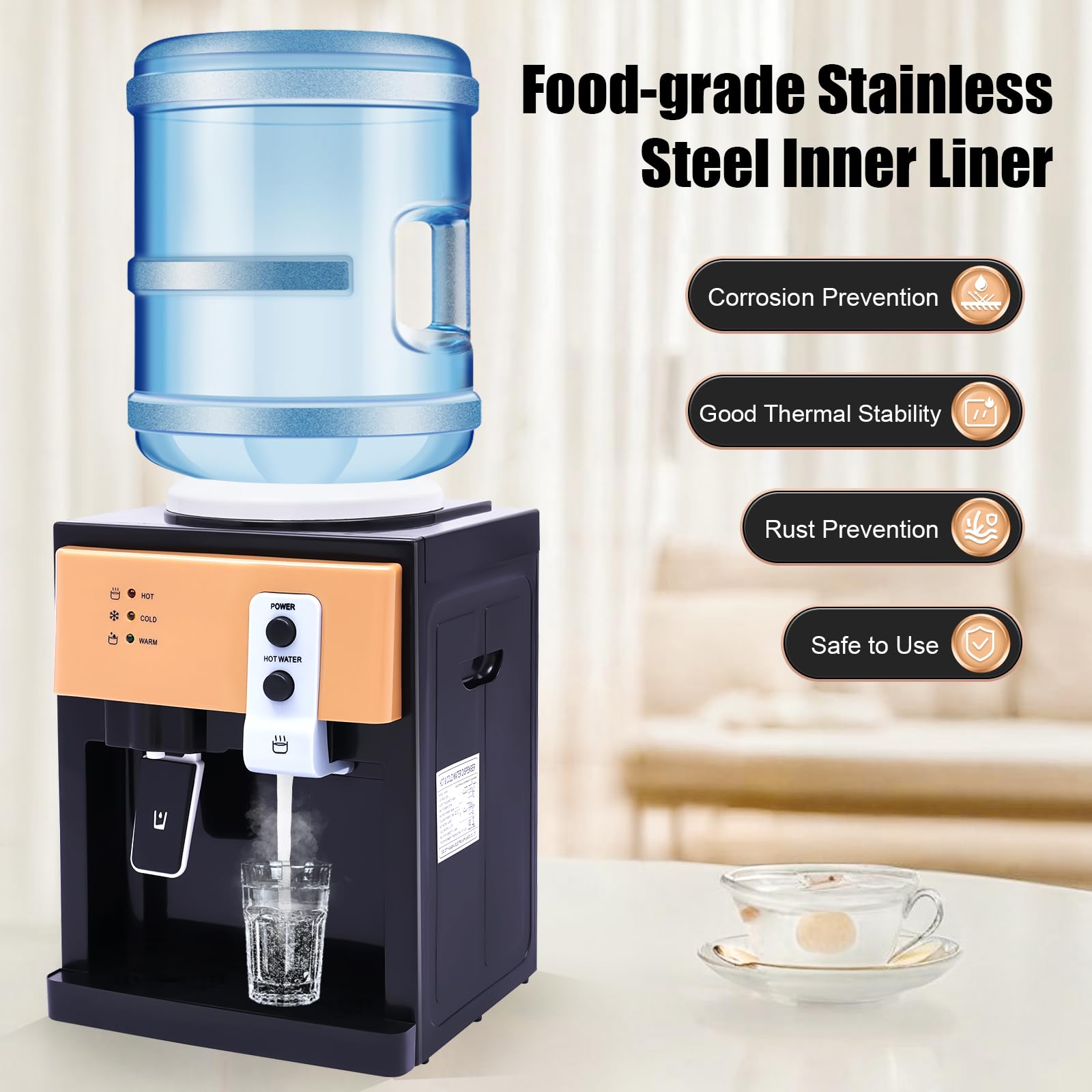 TiryyDrela Distributore Acqua Calda Fredda Tavolo Inox 8-95°C