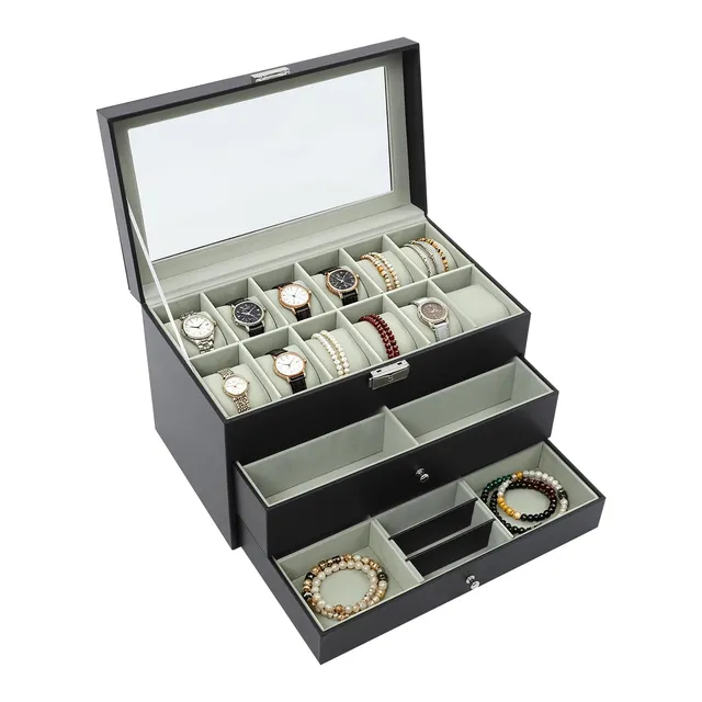 TiryyDrela Portagioie 3 Livelli Nero con Chiave