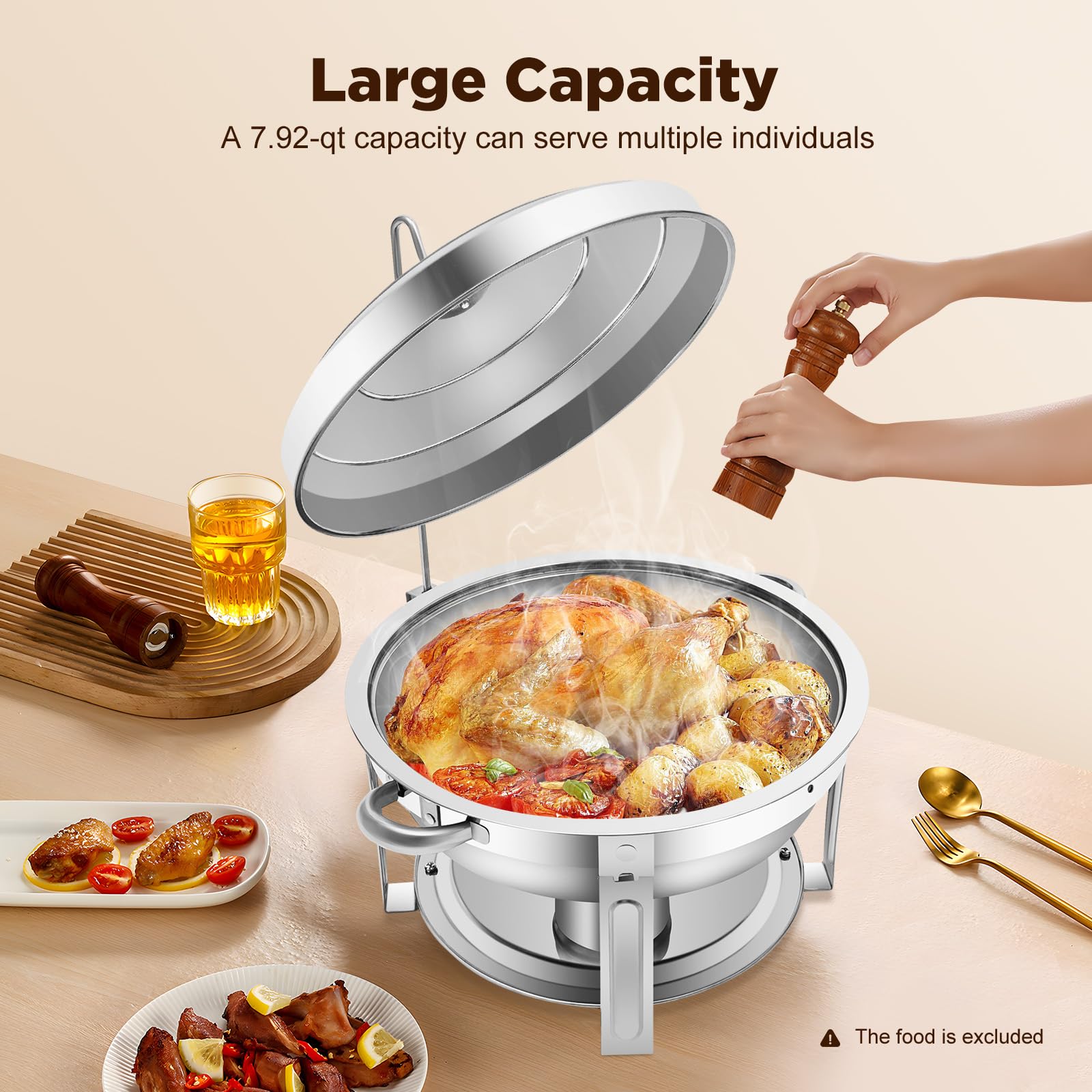 TiryyDrela Chafing Dish Inox 7,5 L Scaldavivande catering 44x26 cm