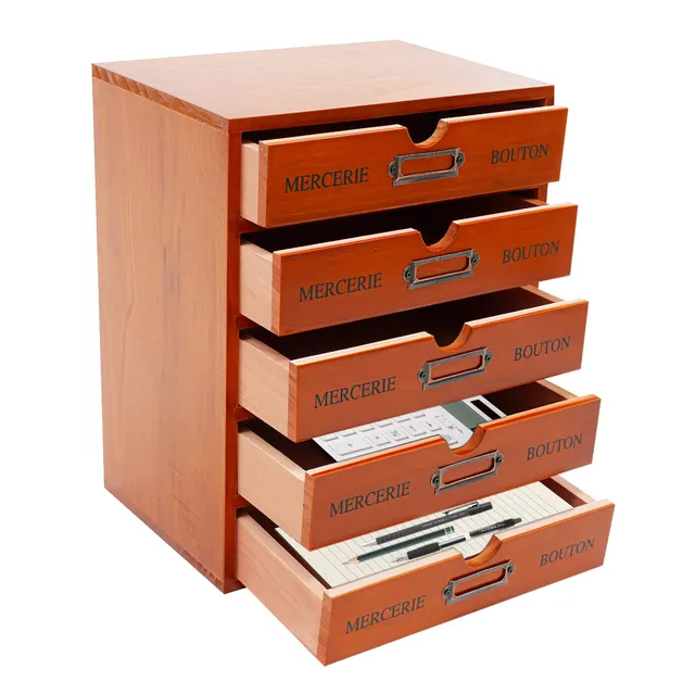 TiryyDrela organizer scrivania legno 5 cassetti marrone