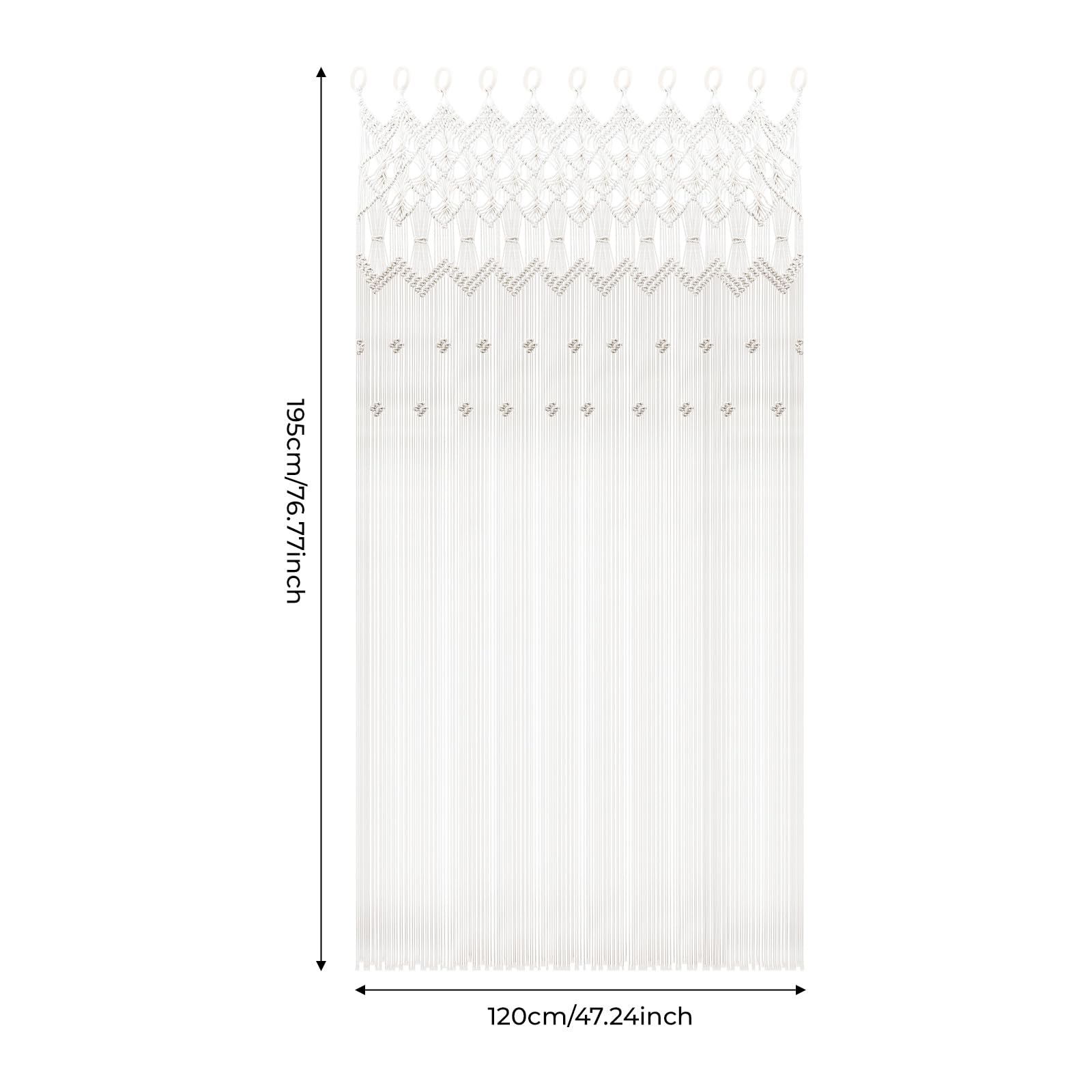 TiryyDrela Tenda Macramé Cotone Bianca 120x195 cm Boho