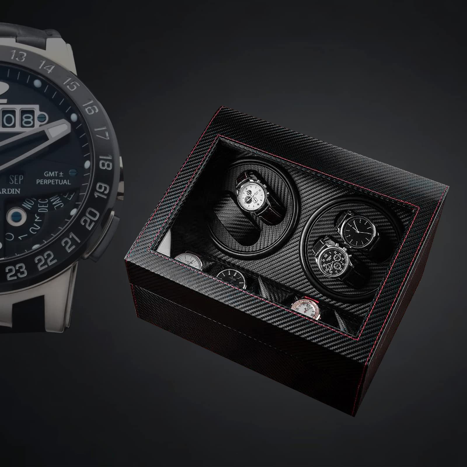 TiryyDrela scatola orologi 10 posti rotore automatico nera