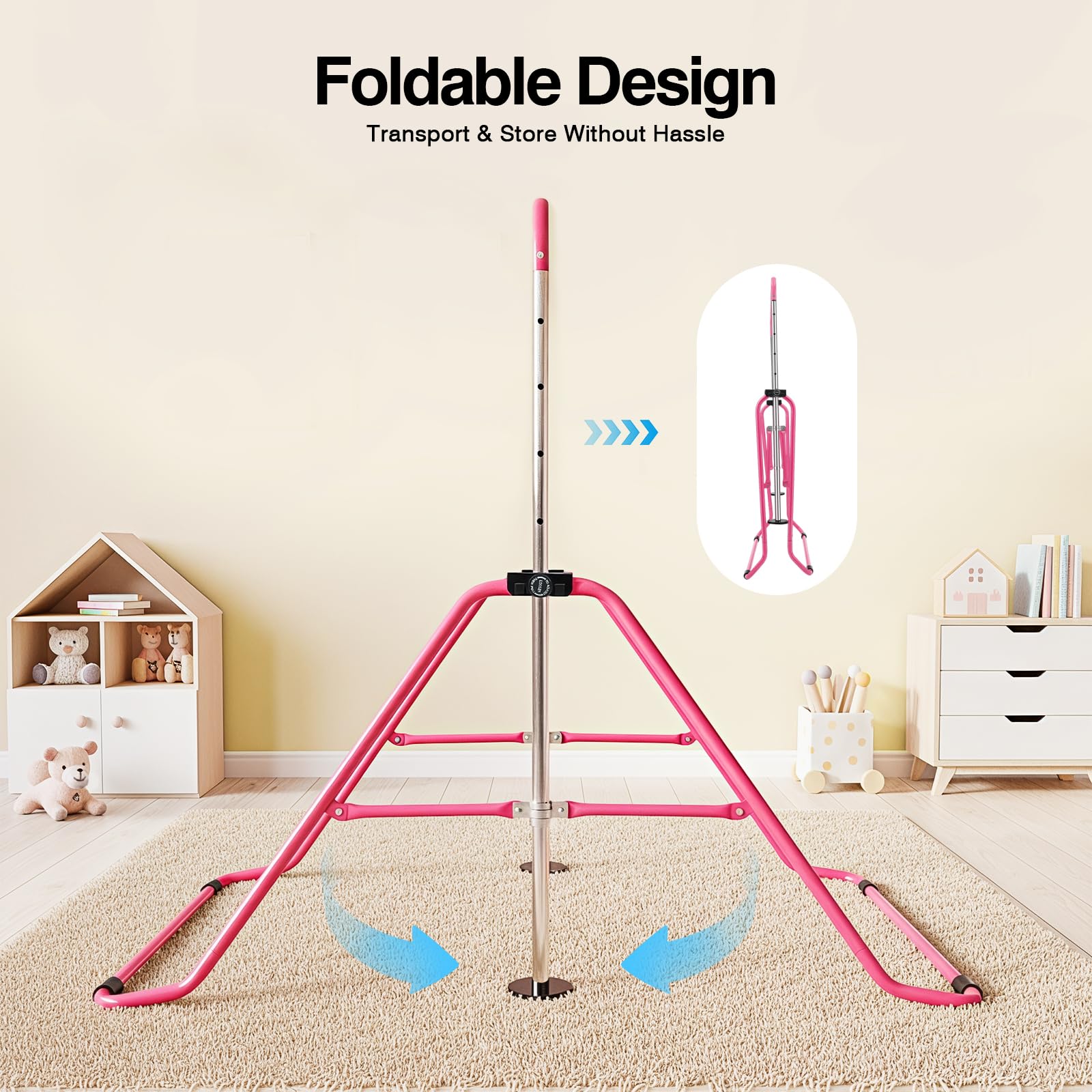 TiryyDrela Barra Ginnastica Bambini Pieghevole Rosa