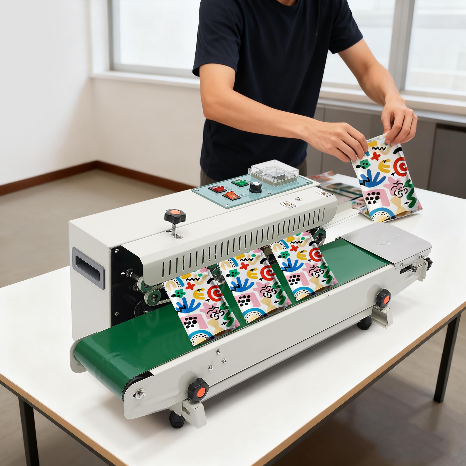 TiryyDrela Sigillatrice Sacchetti Continua 500W 12 m/min