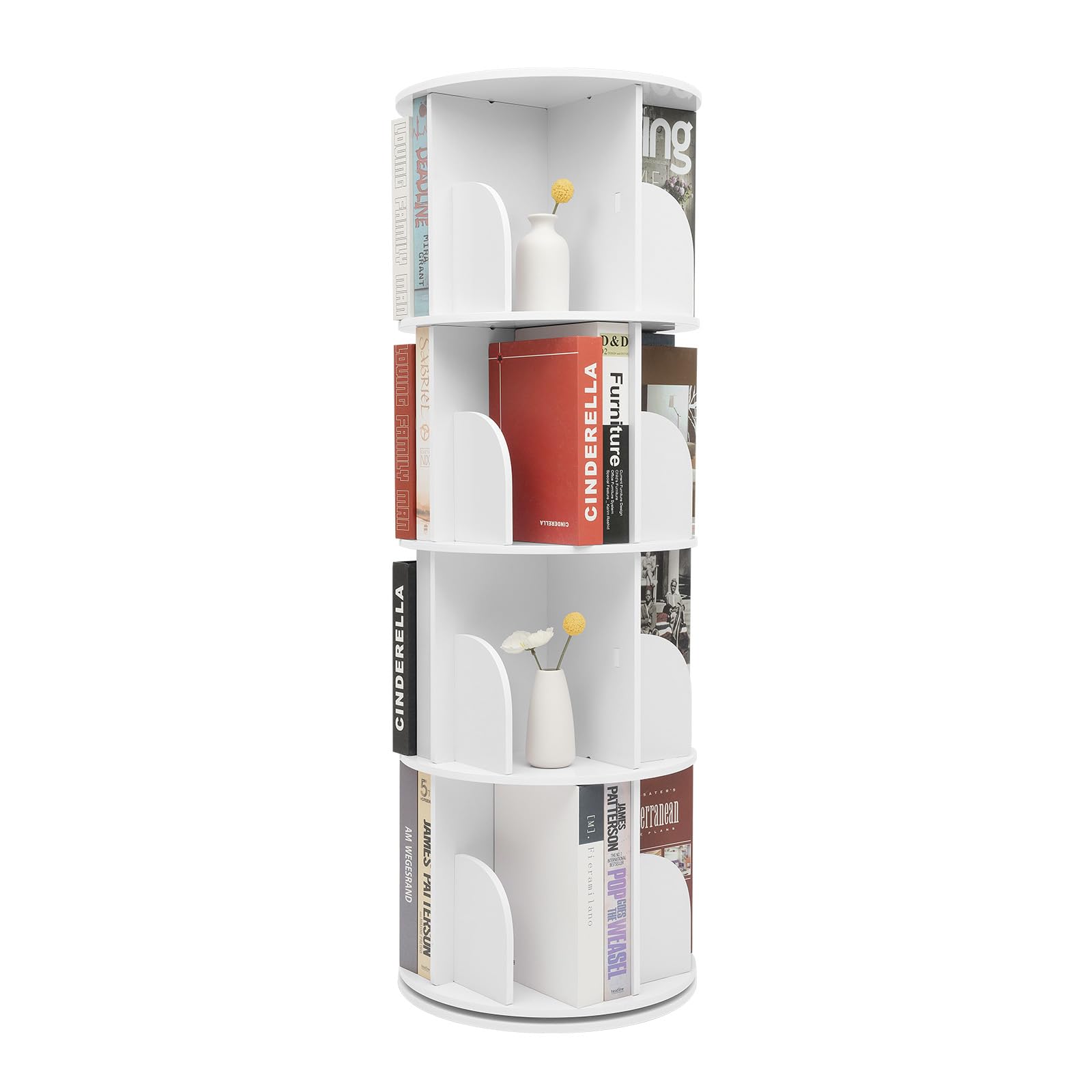TiryyDrela Libreria Girevole 360° 4 Livelli Bianca 60 kg