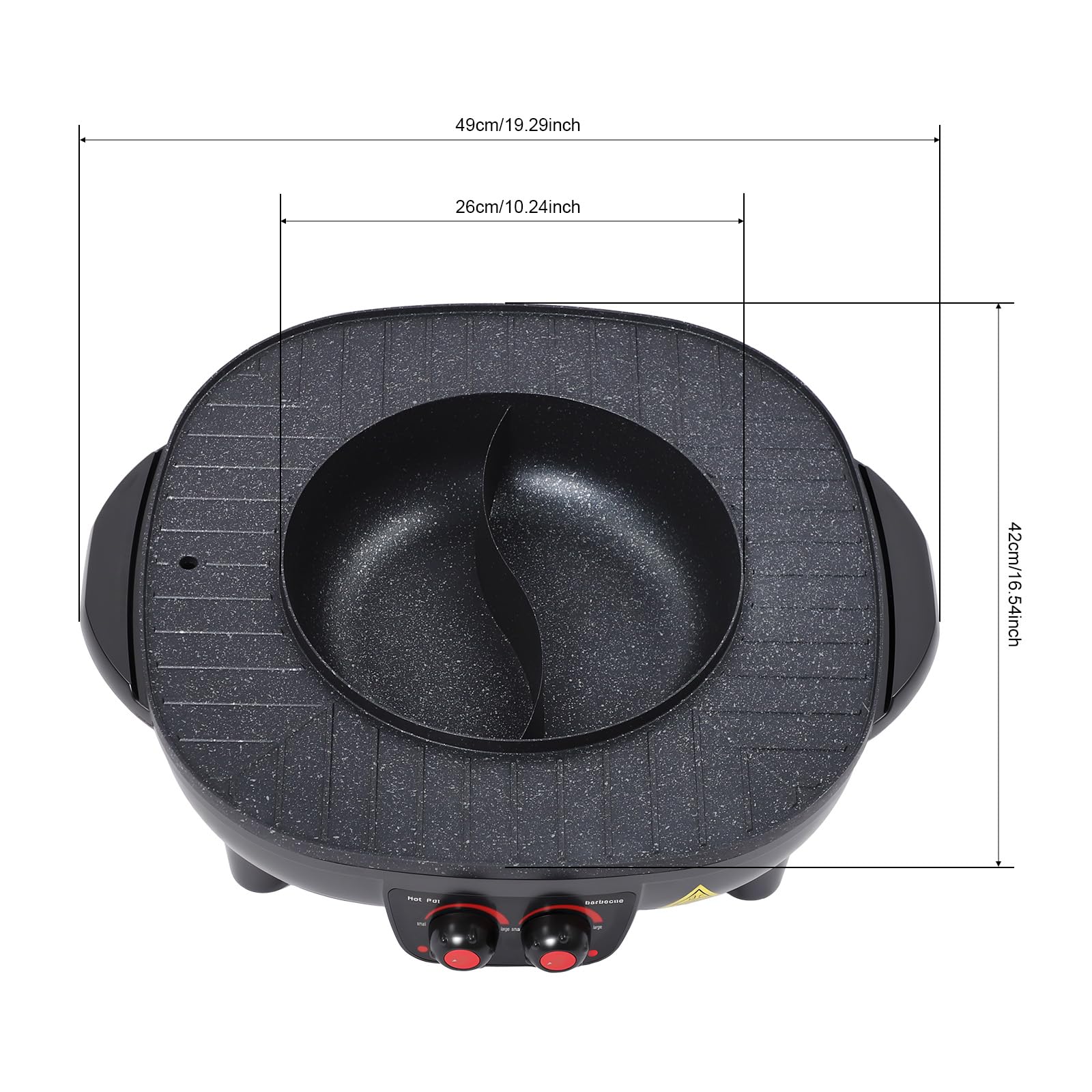 TiryyDrela grill hotpot elettrico 2 in 1 3L nero 2000W