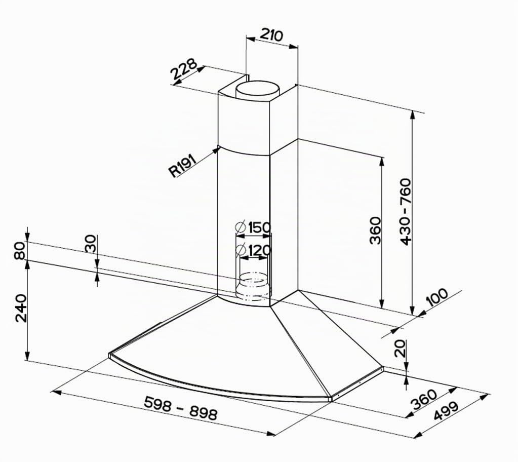 Faber DCH23 SS19A HIP cappa sottopensile 90 cm 570 m³/h