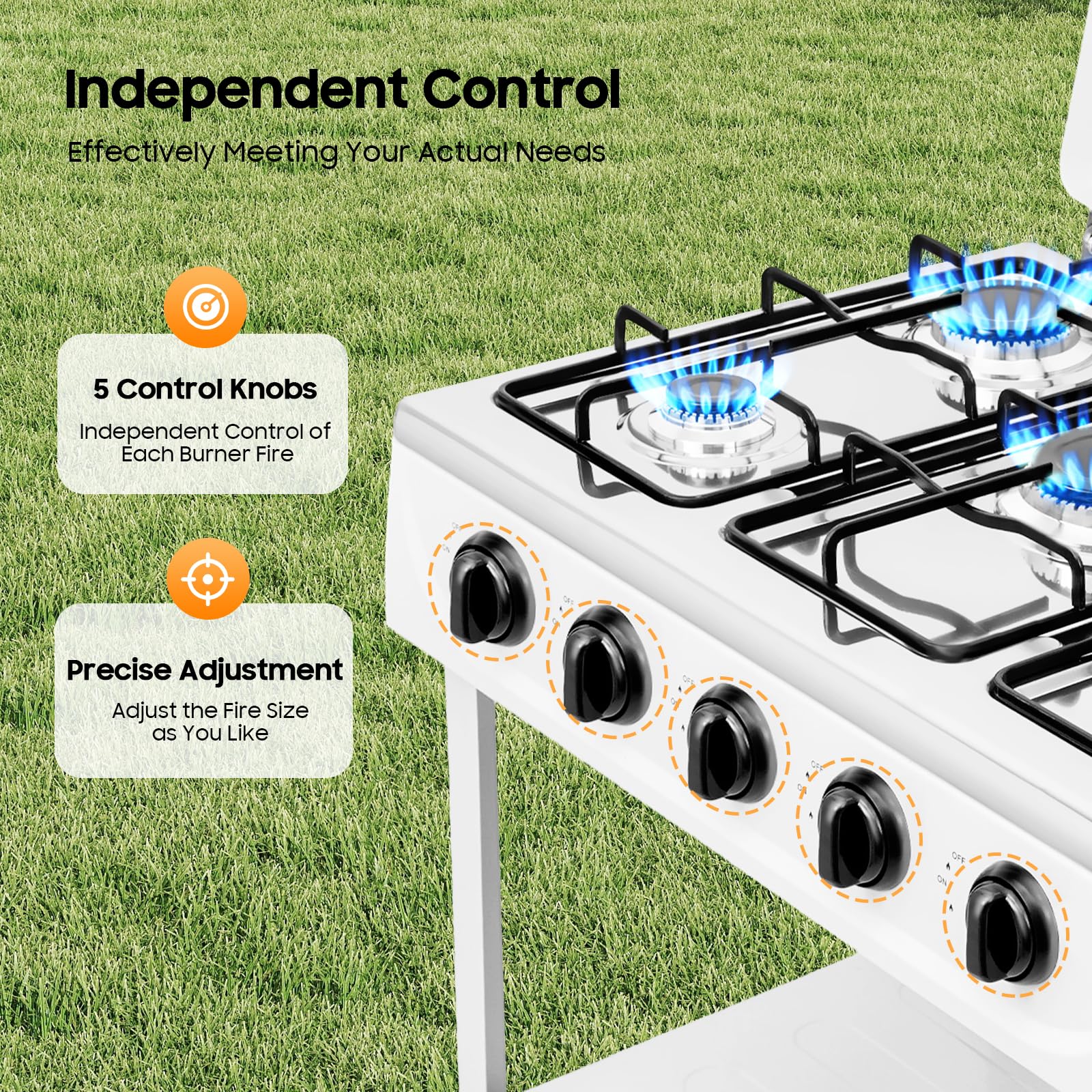 TiryyDrela Piano Cottura Gas 5 Fuochi Bianco 12,5 kW