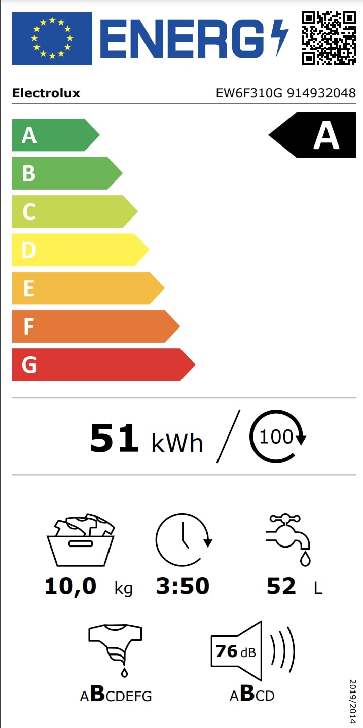 Electrolux EW6F210G lavatrice carica frontale bianco 10kg