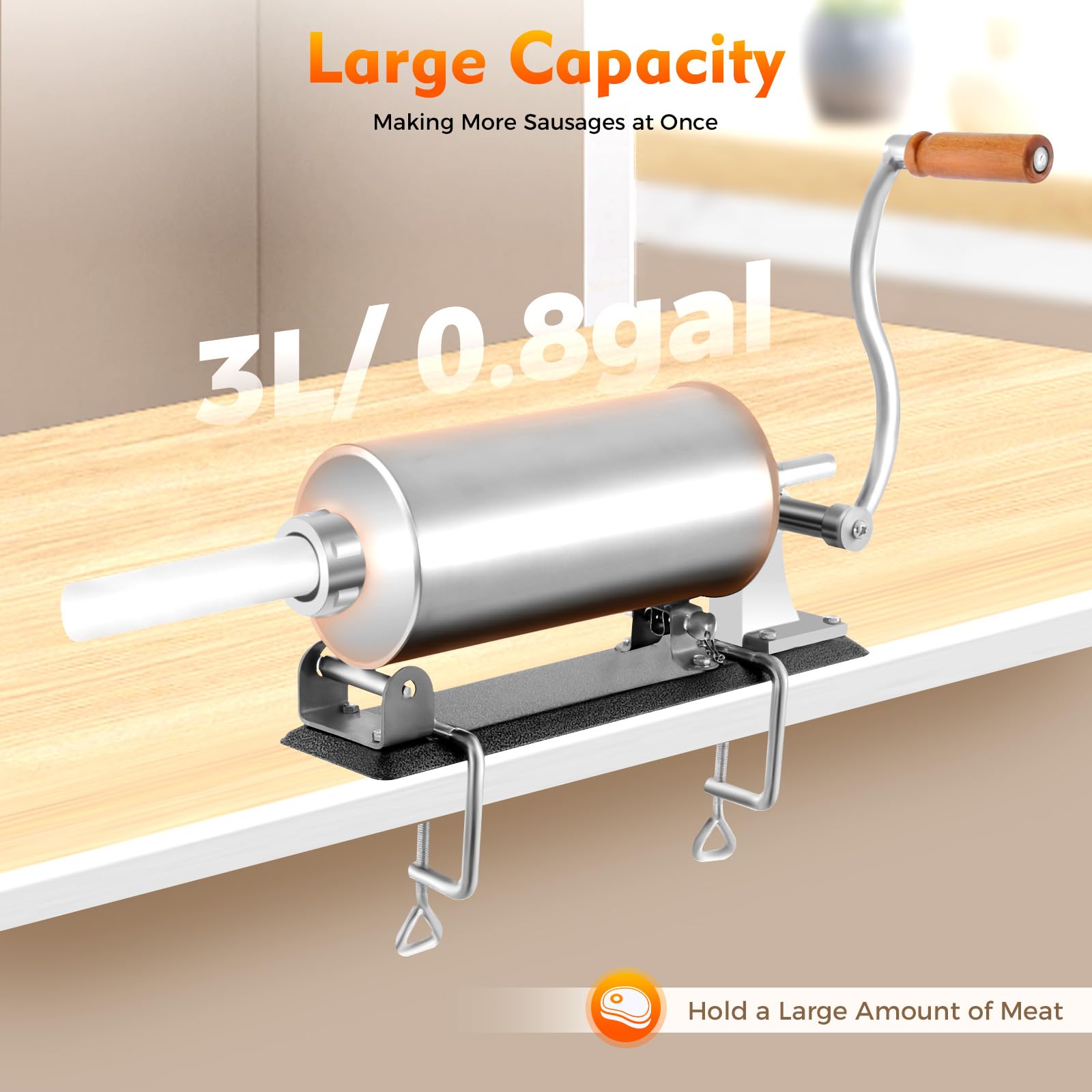 TiryyDrela Insaccatrice Salsicce Inox Orizzontale 3L 4 Imbuti