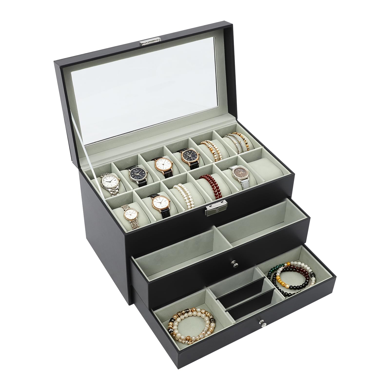 TiryyDrela Portagioie 3 Livelli Nero con Chiave