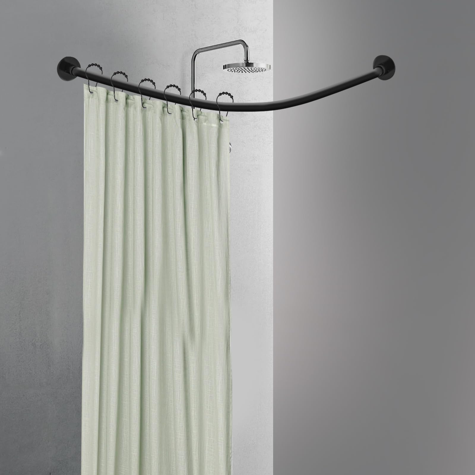TiryyDrela Bastone Tenda Doccia L 75-95x90-130 Inox 24 Ganci