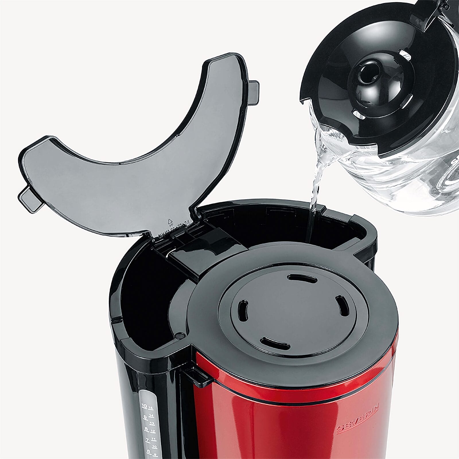 SEVO macchina caffe filtro 10 tazze rosso inox