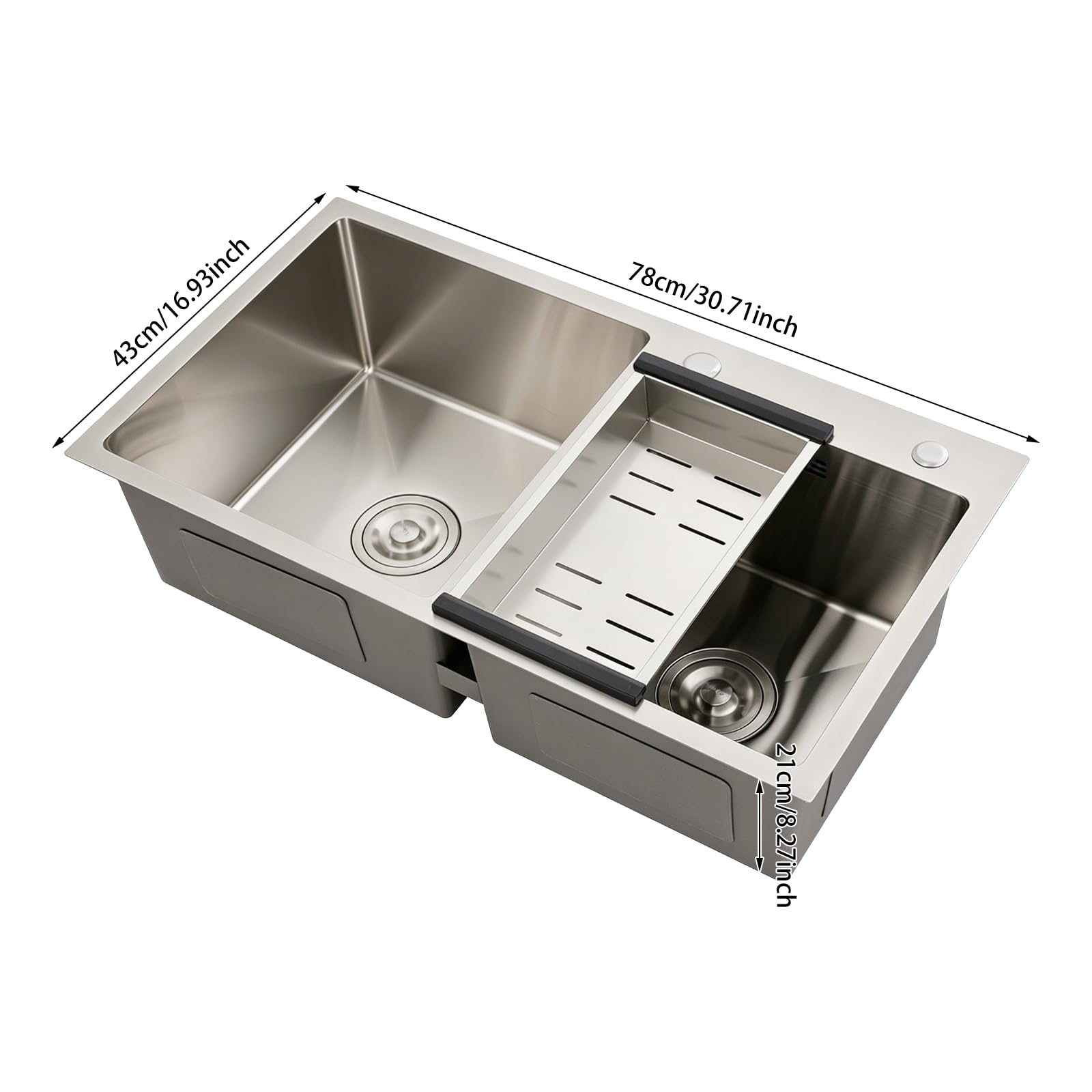 TiryyDrela Lavello Cucina 2 Vasche 78x43x21 cm Acciaio