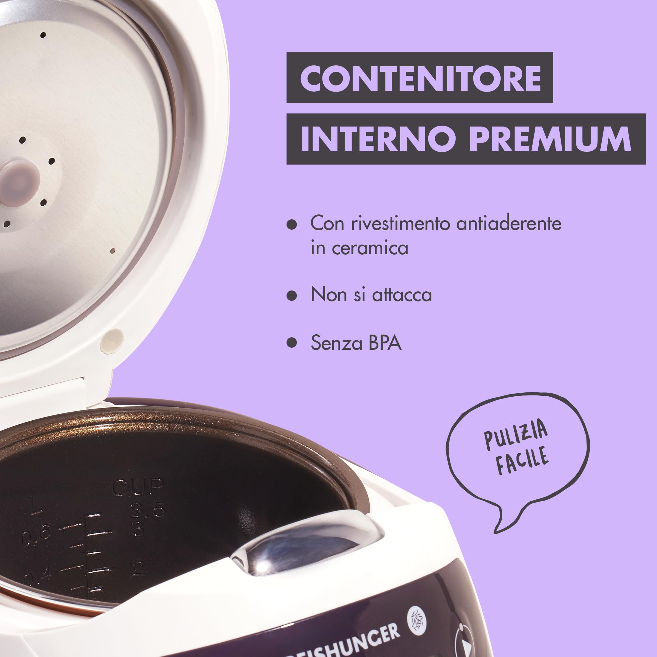 Reishunger cuociriso digitale 0,6 L menta 7 programmi
