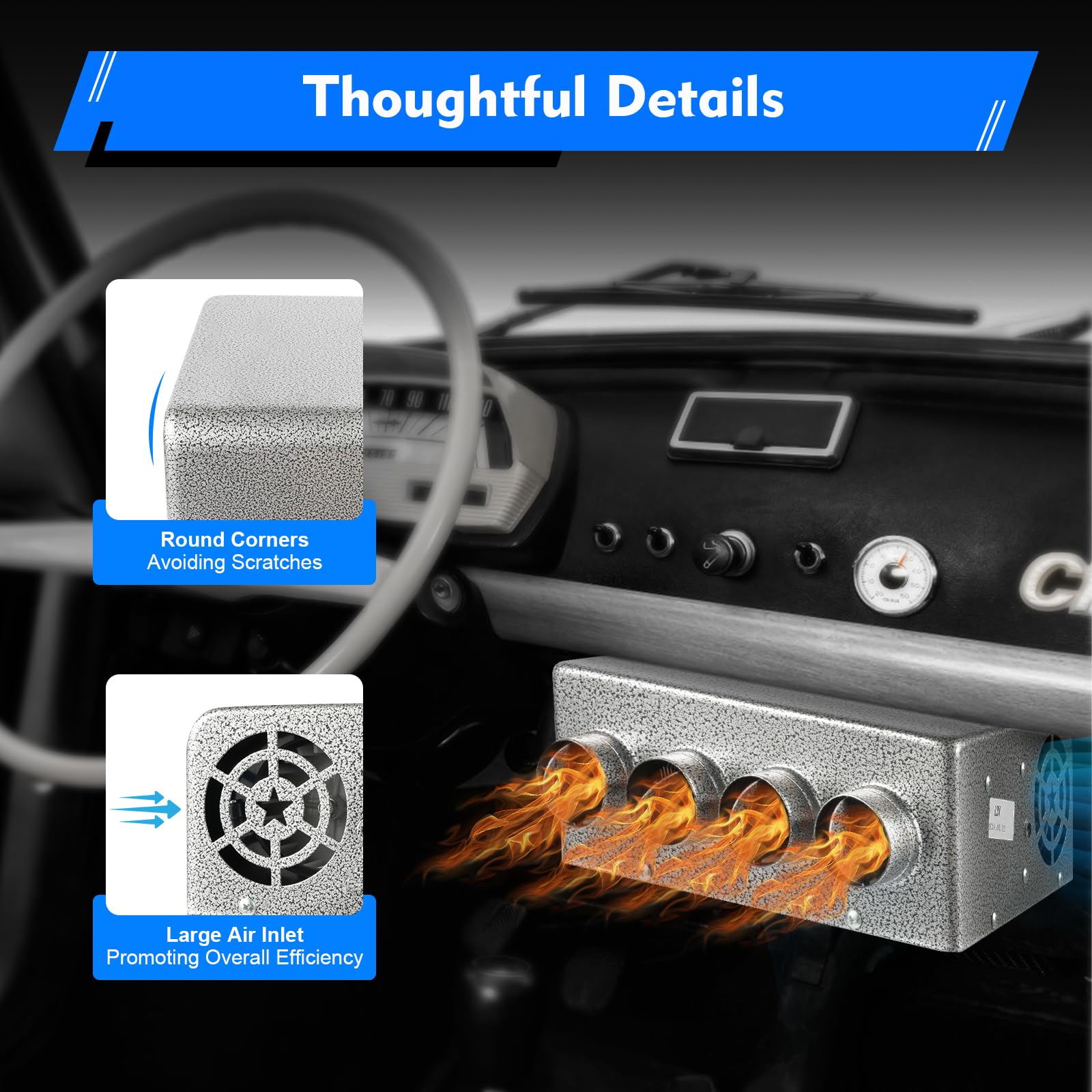 TiryyDrela Riscaldatore Auto 12V Universale Grigio Rame Ferro