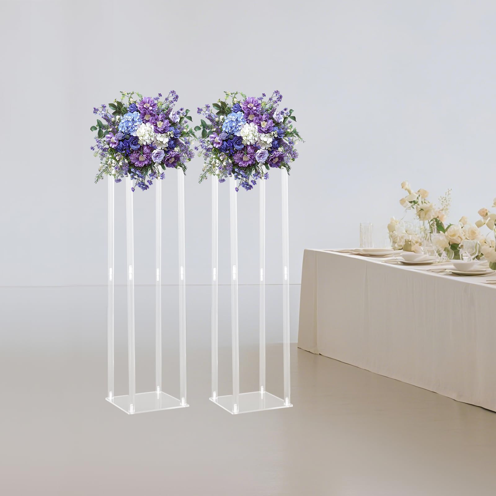 TiryyDrela Colonne Floreali Acrilico Trasparente Set 2 Pezzi