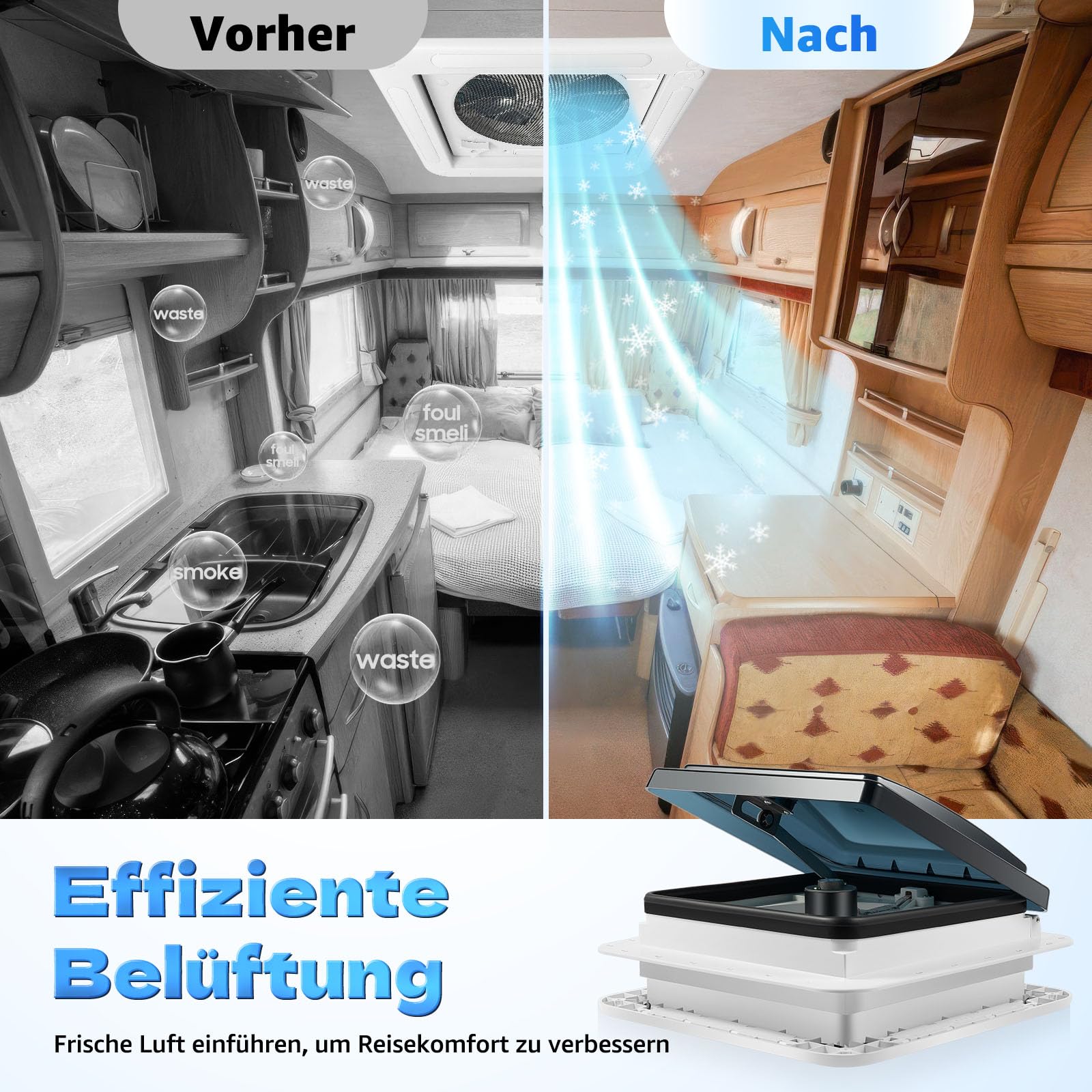 TiryyDrela Ventilatore Tetto Camper 12V LED Reversibile IP68