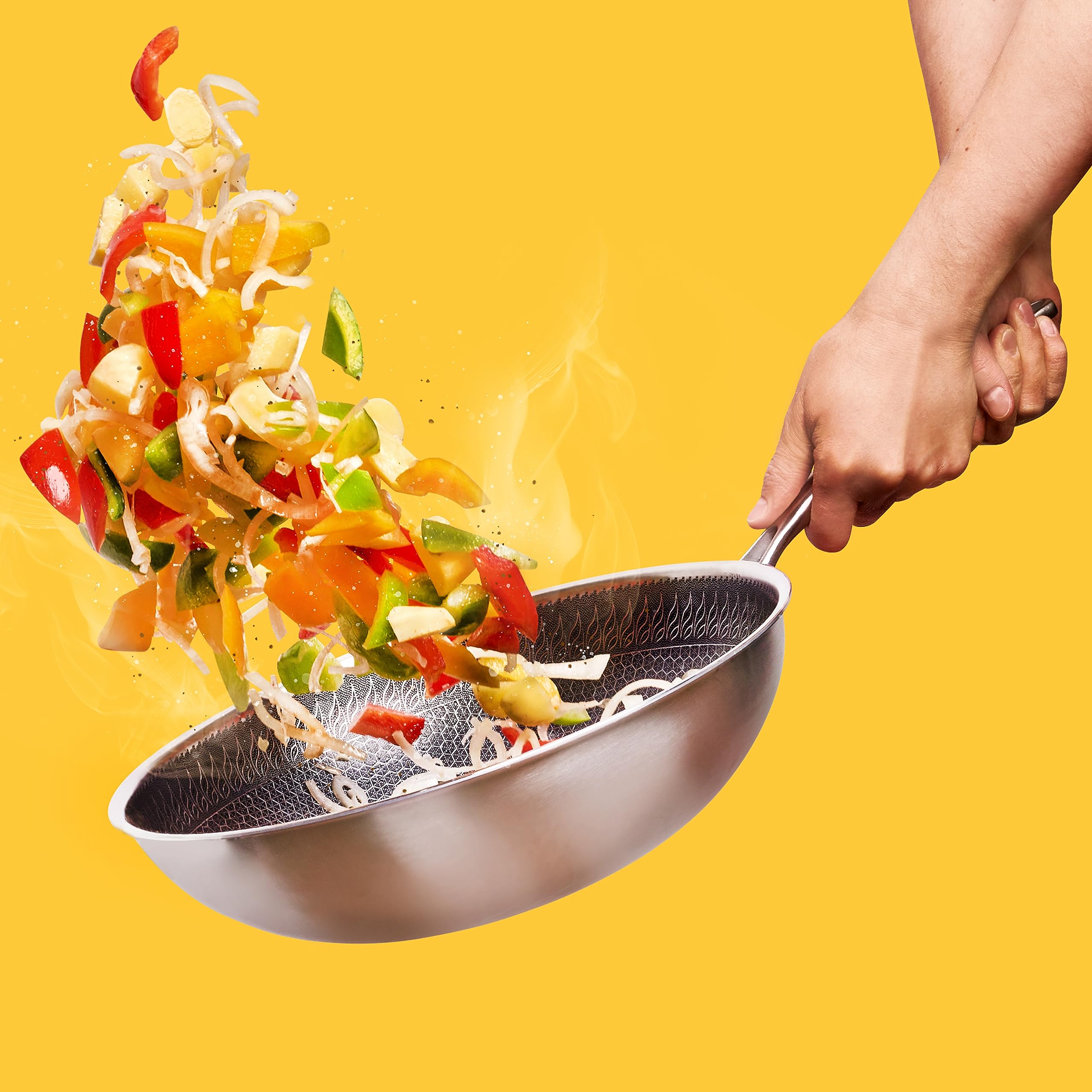 Reishunger Premium wok 28 cm con coperchio antiaderente induzione