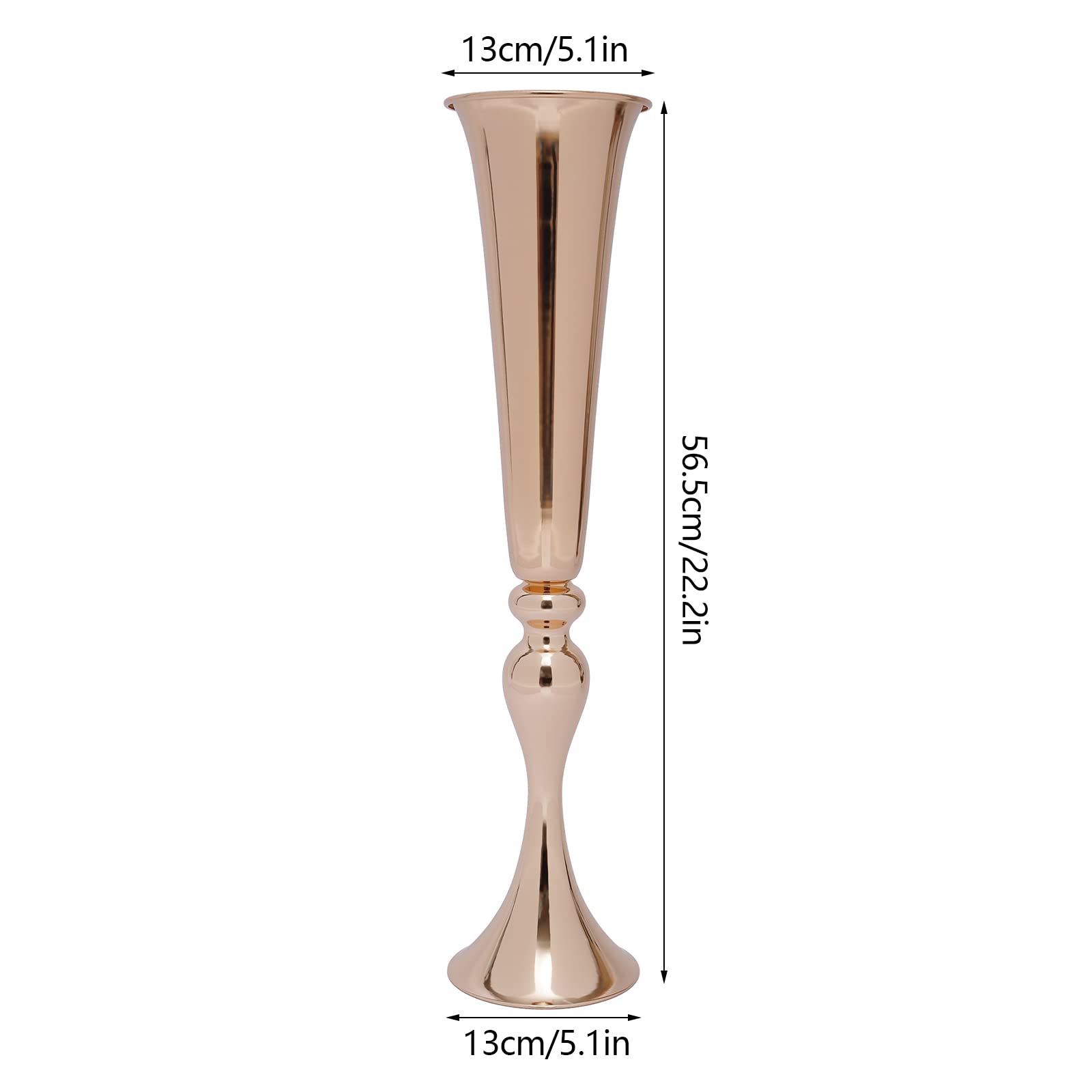 TiryyDrela Vasi Tromba Oro 56 cm Set 6 Pezzi Metallo