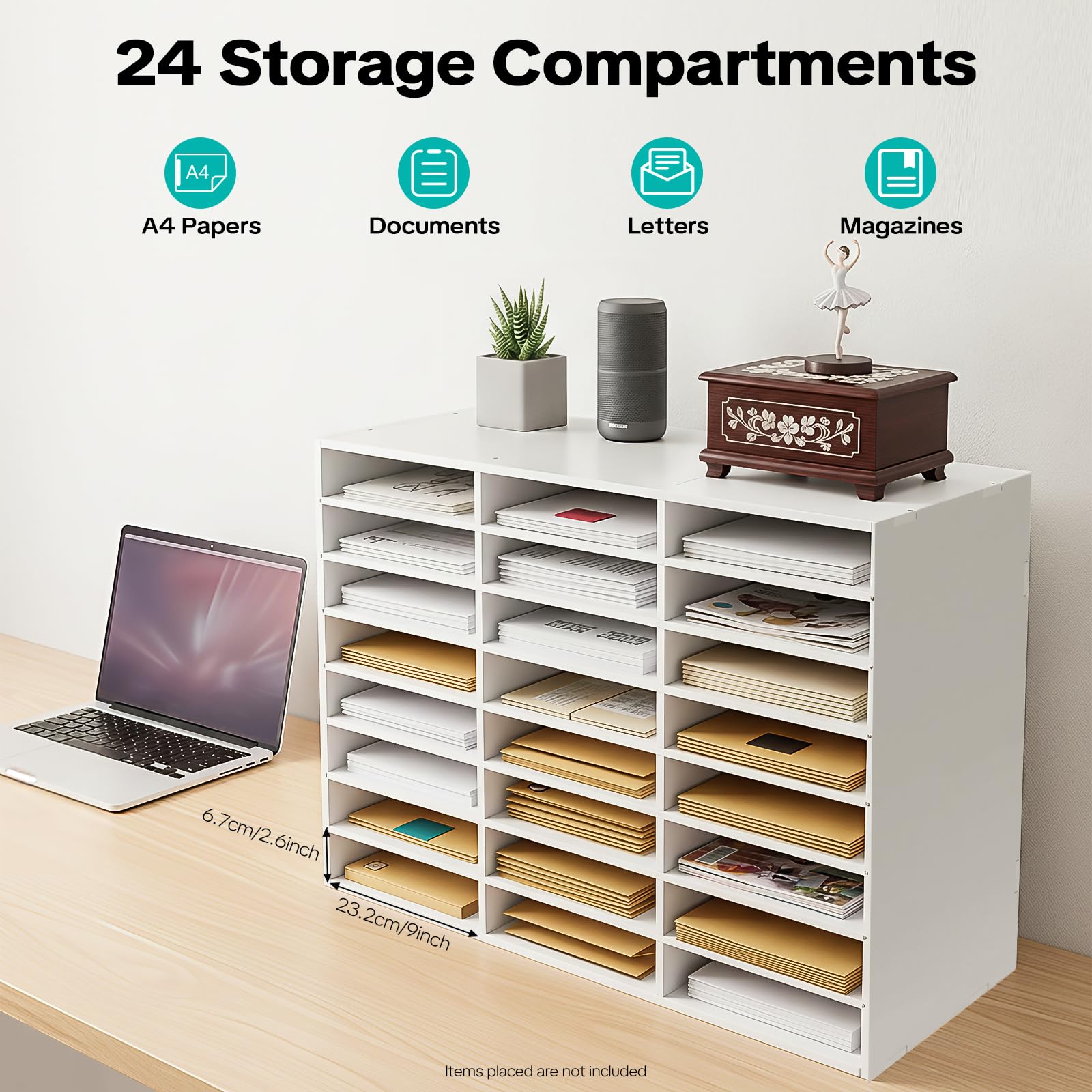 TiryyDrela Organizzatore Documenti 24 Scomparti Bianco PVC