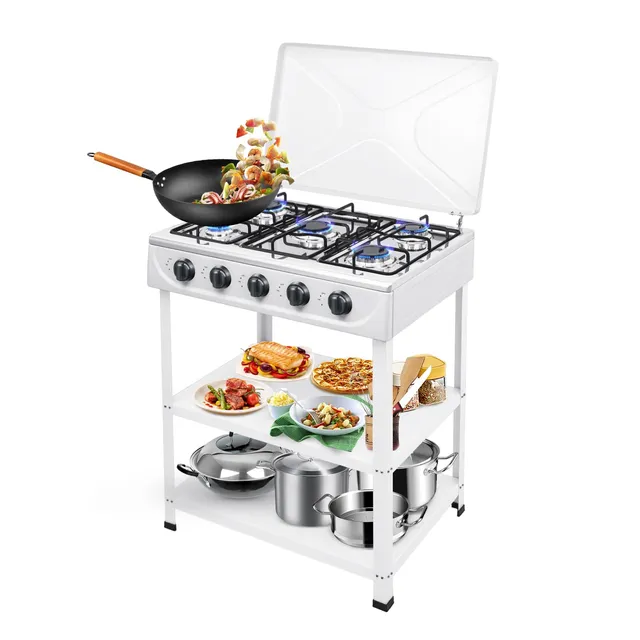 TiryyDrela Piano Cottura Gas 5 Fuochi Bianco 12,5 kW