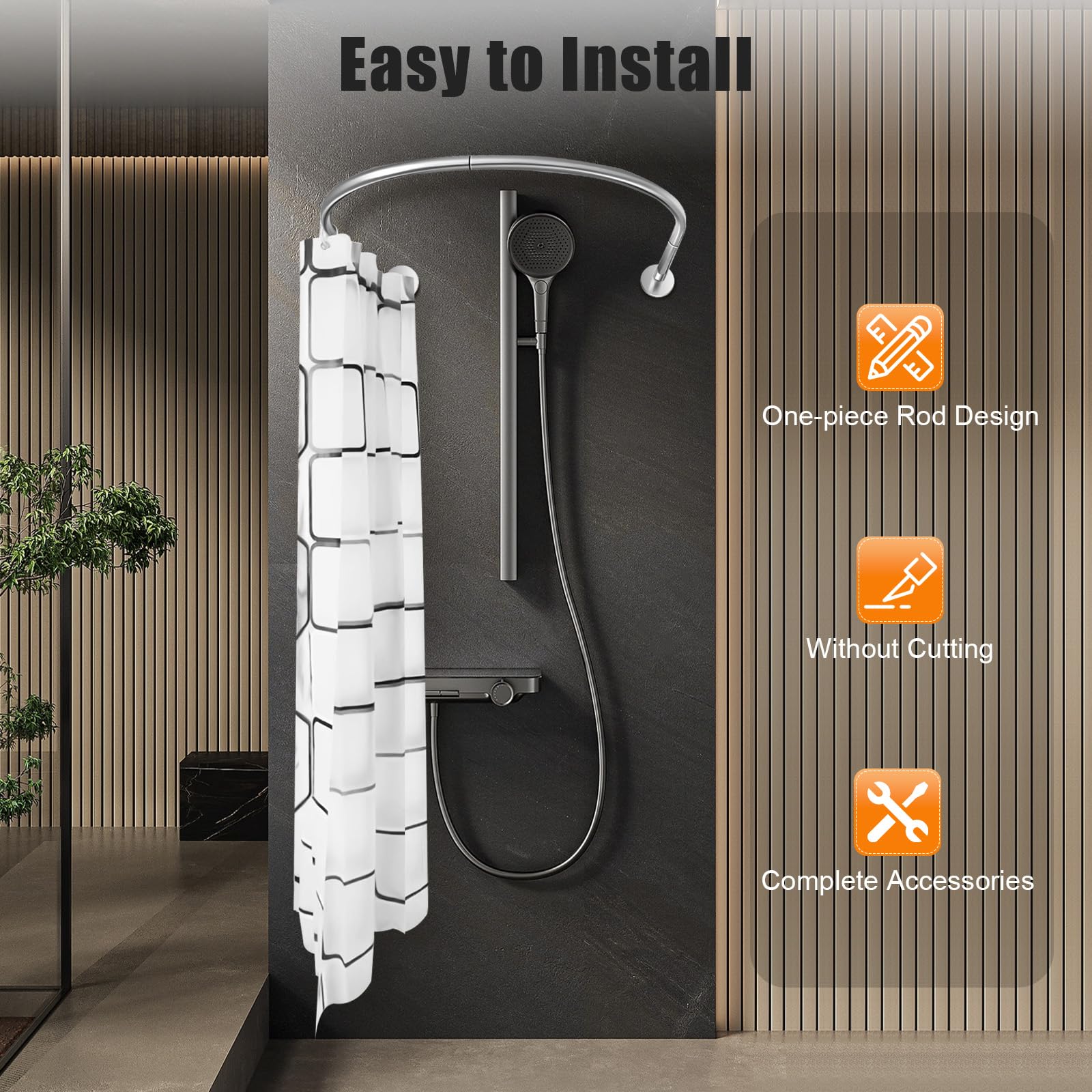 TiryyDrela Asta Doccia Estensibile 90-130 con Tenda 240x180