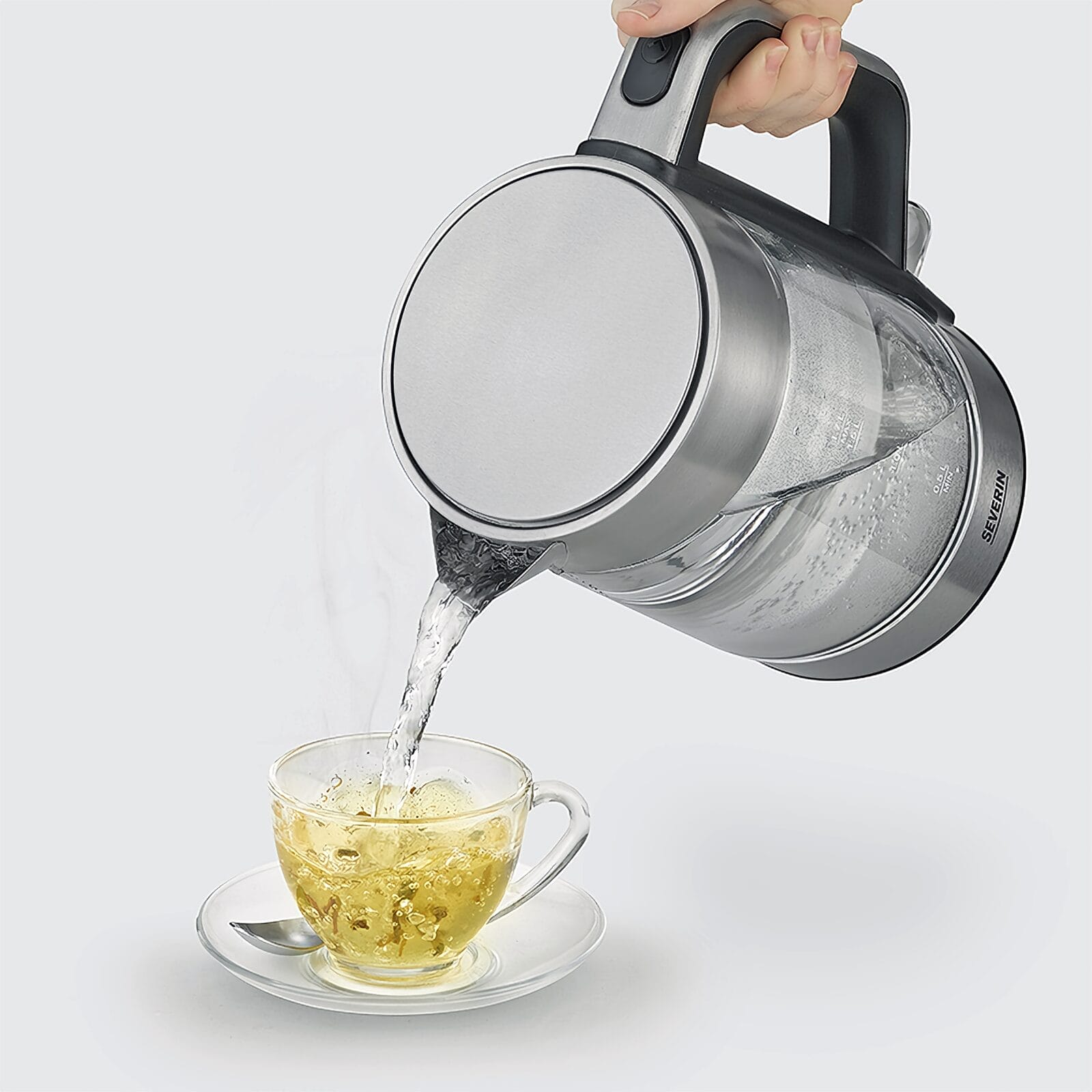 SEVO bollitore vetro 1,7 L acciaio inox una mano