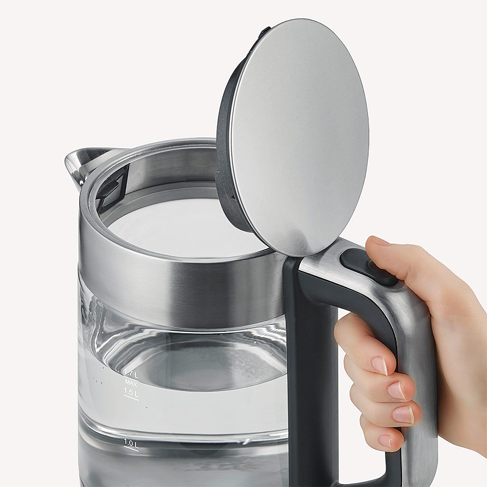 SEVO bollitore vetro 1,7 L acciaio inox una mano