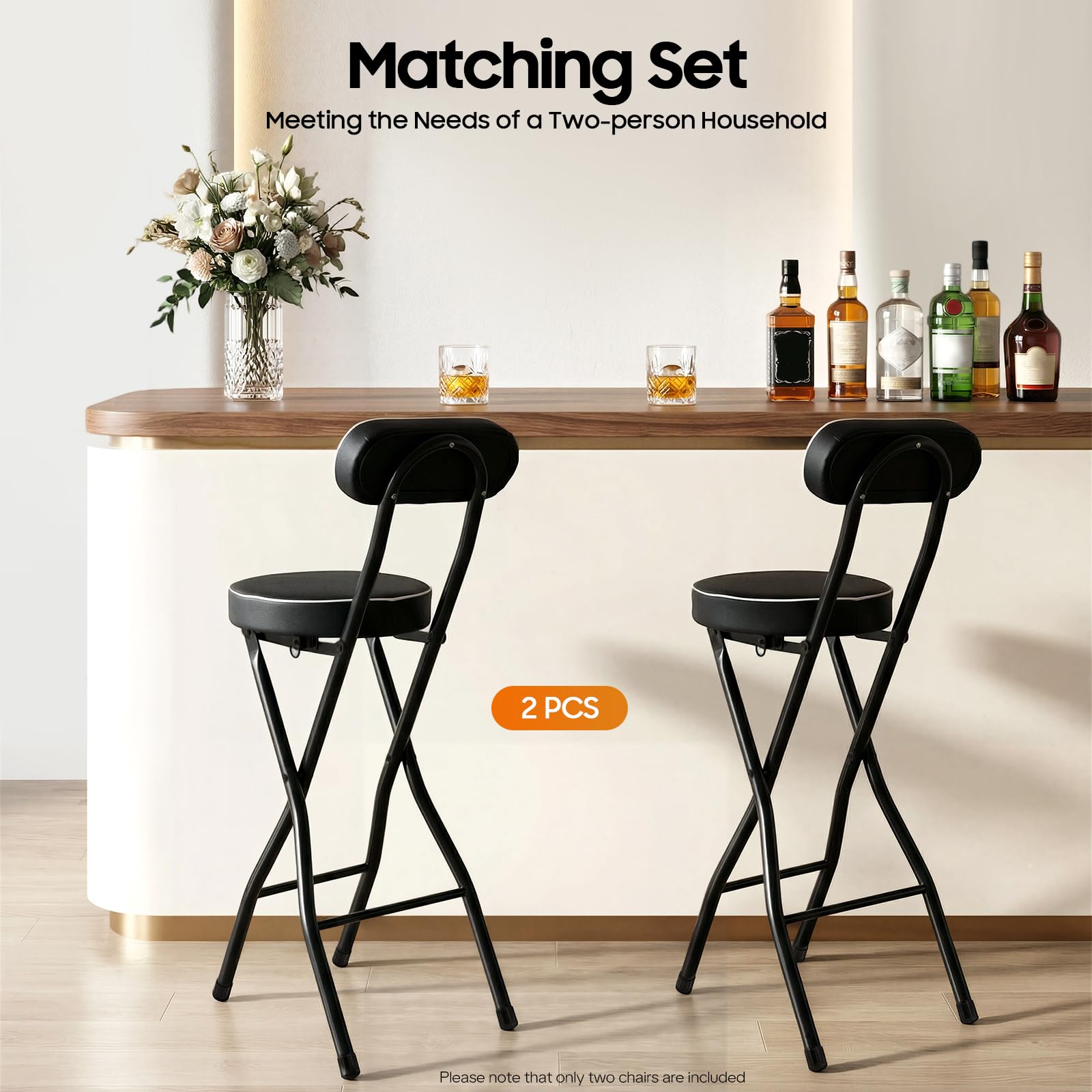 TiryyDrela Sgabelli Bar Pieghevoli 65 cm Set 2 Pezzi Imbottiti