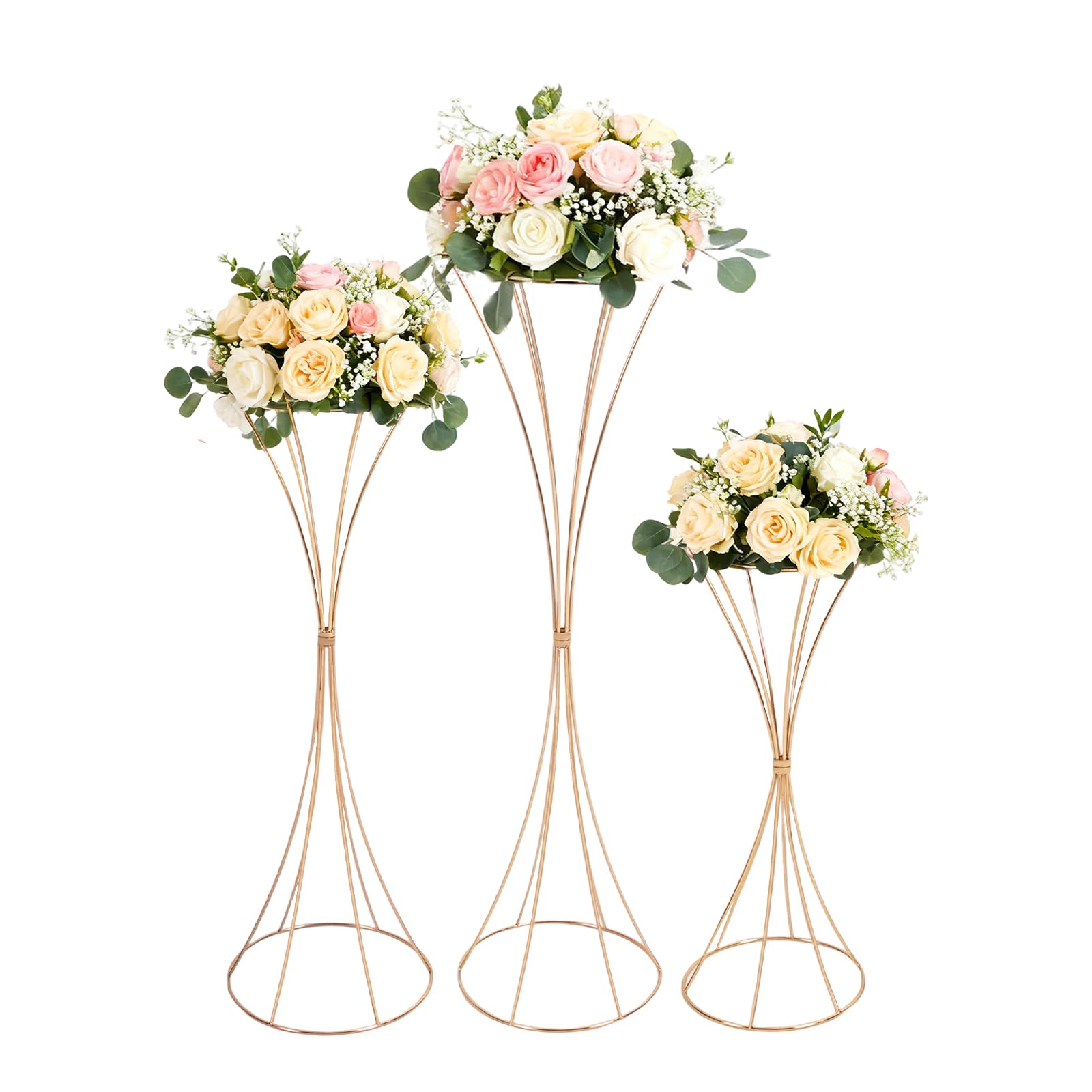 TiryyDrela Supporto Fiori Matrimonio Set 3 Pezzi Oro