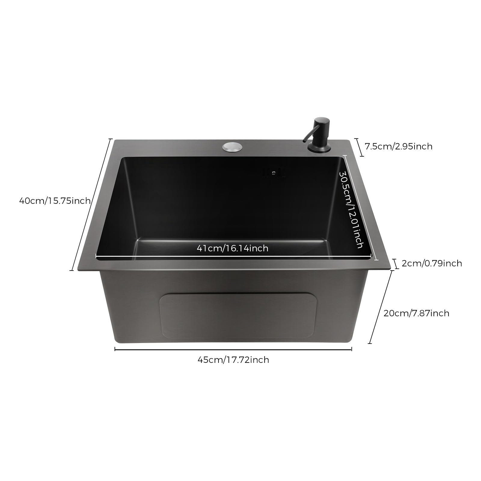 TiryyDrela Lavello Cucina Inox Nero 1 Vasca Antigraffio Accessoriato