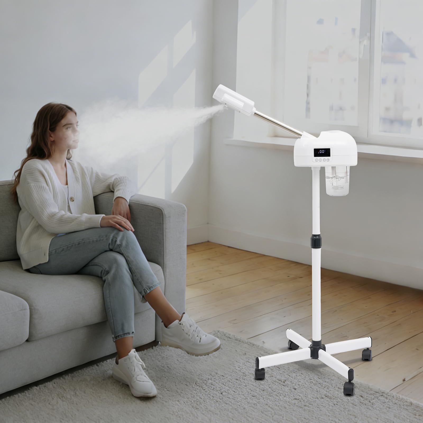 TiryyDrela Vapozone Viso 800W 600ml Altezza 58-68cm Bianco