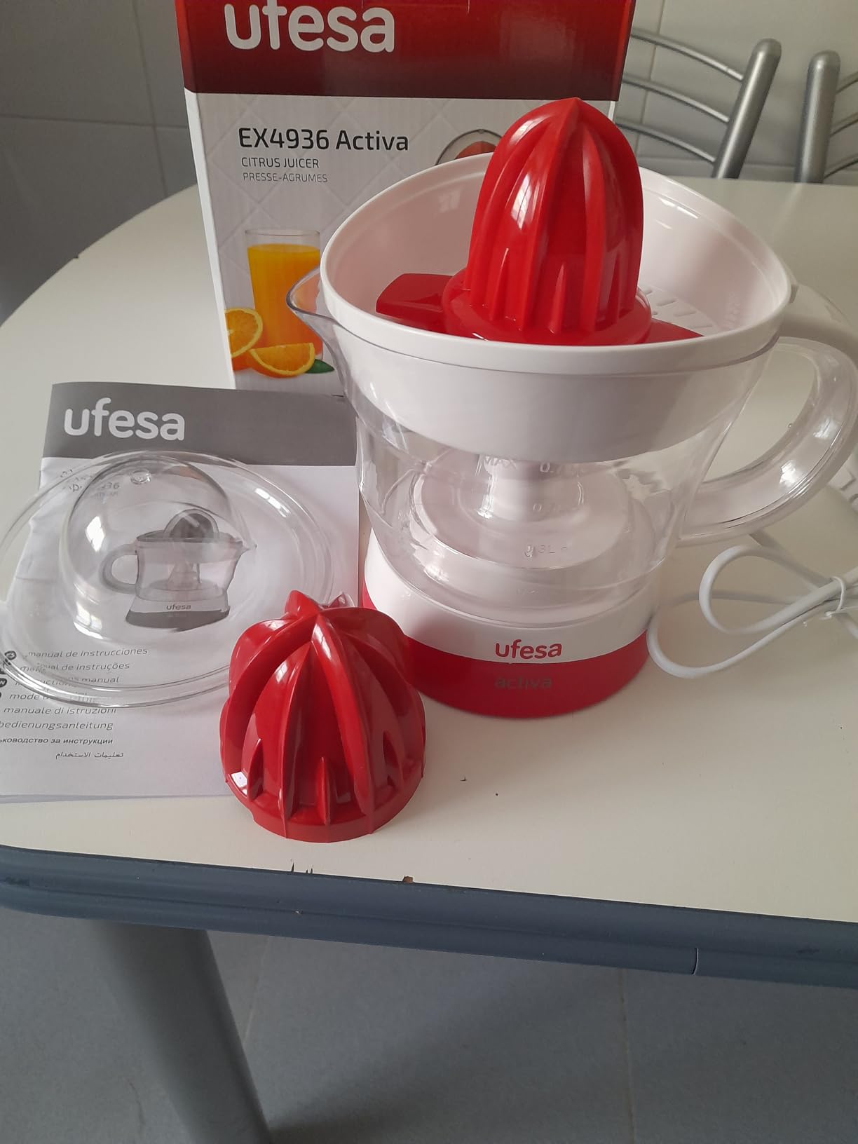 Ufesa EX4936 Spremiagrumi Elettrico 0,7L Doppio Cono