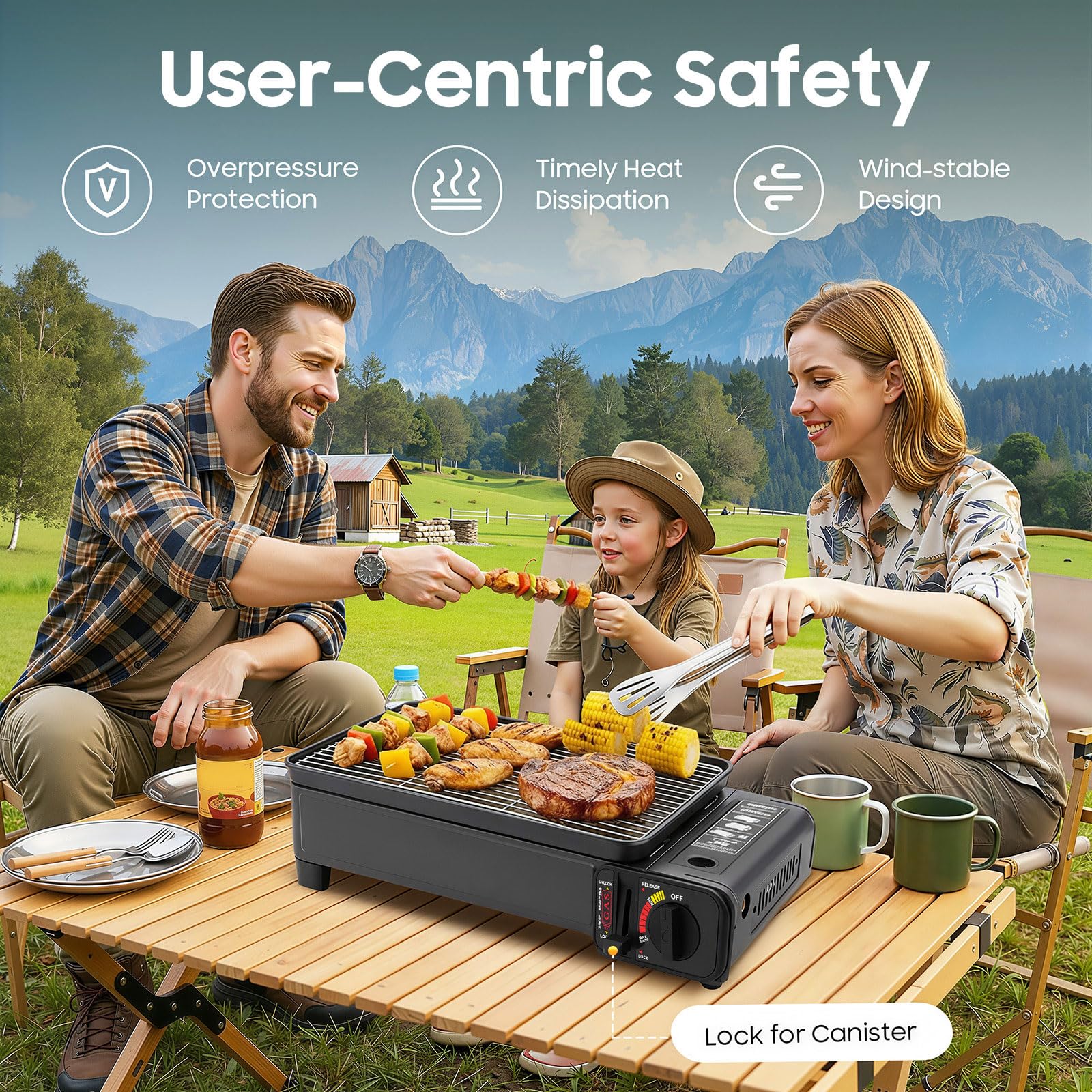TiryyDrela barbecue a gas portatile 2,2 kW con valigetta