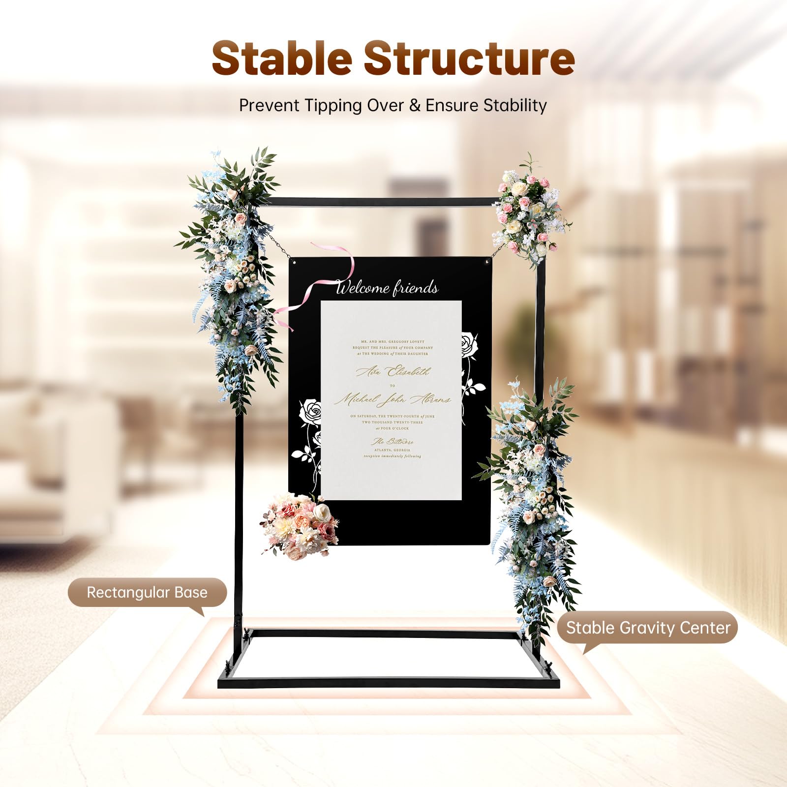 TiryyDrela cavalletto matrimonio pannello 50x70 nero metallo