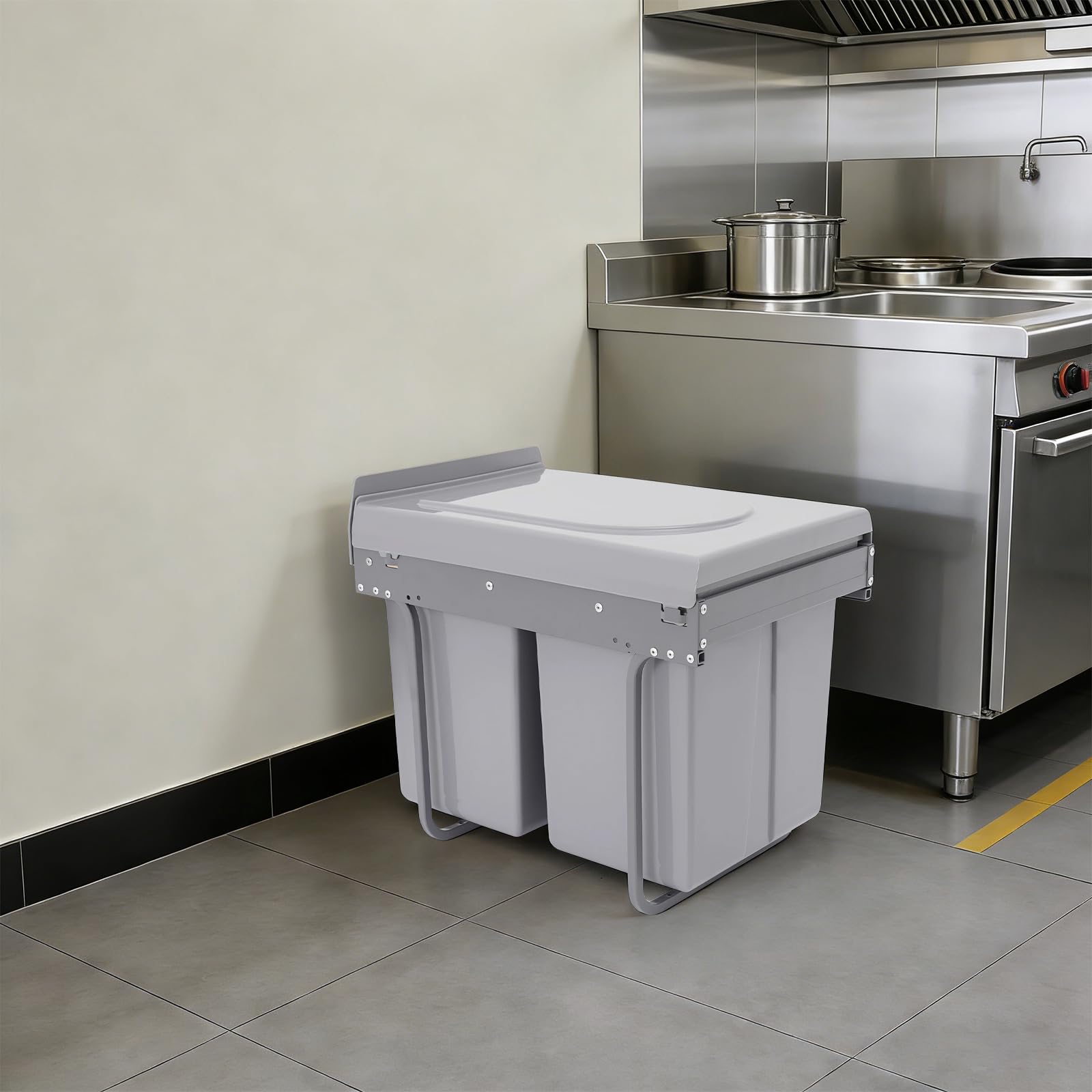 TiryyDrela Pattumiera Incasso Cucina Doppia 2x20 L Grigia