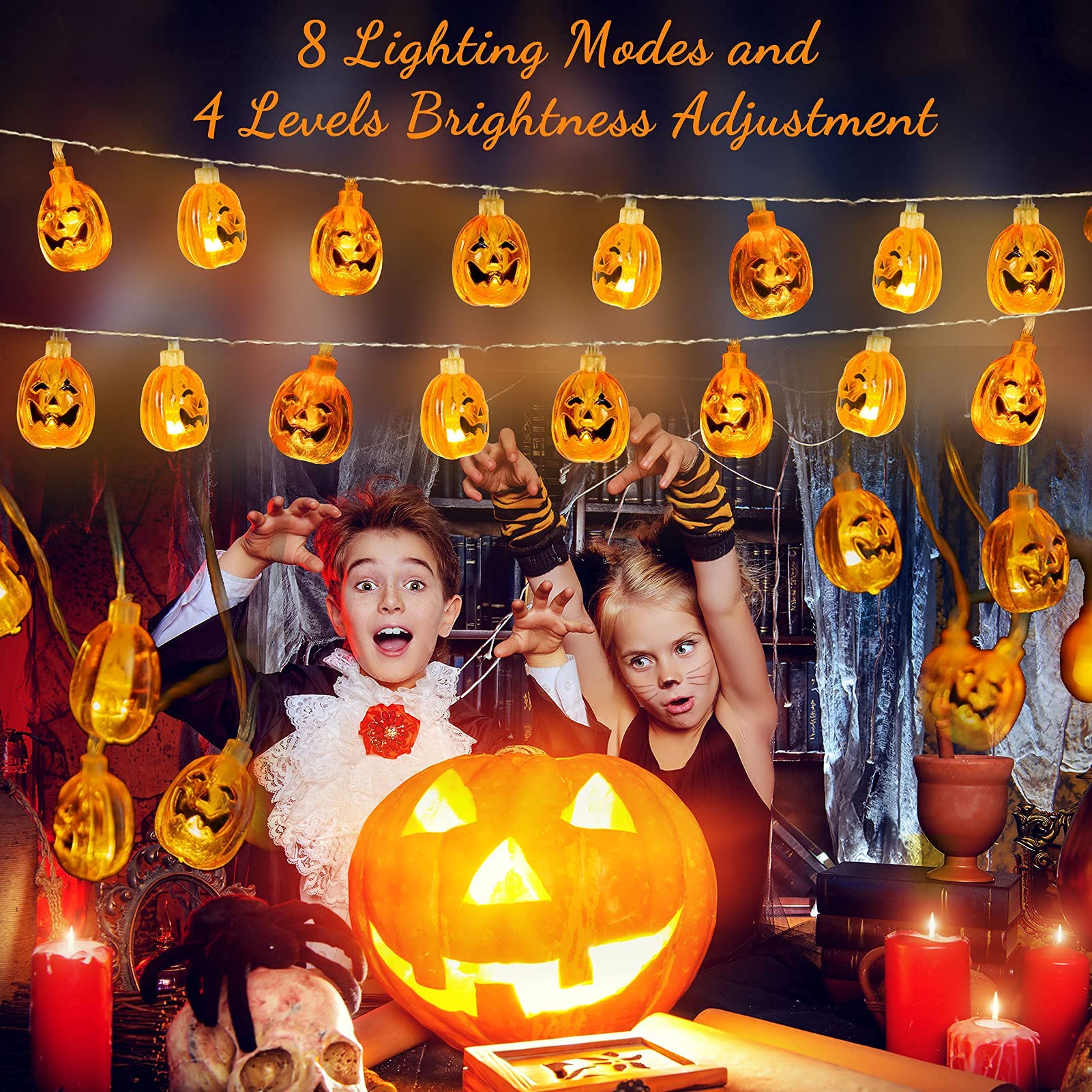 WOWDSGN catena luminosa zucca Halloween 4,5m 40 LED