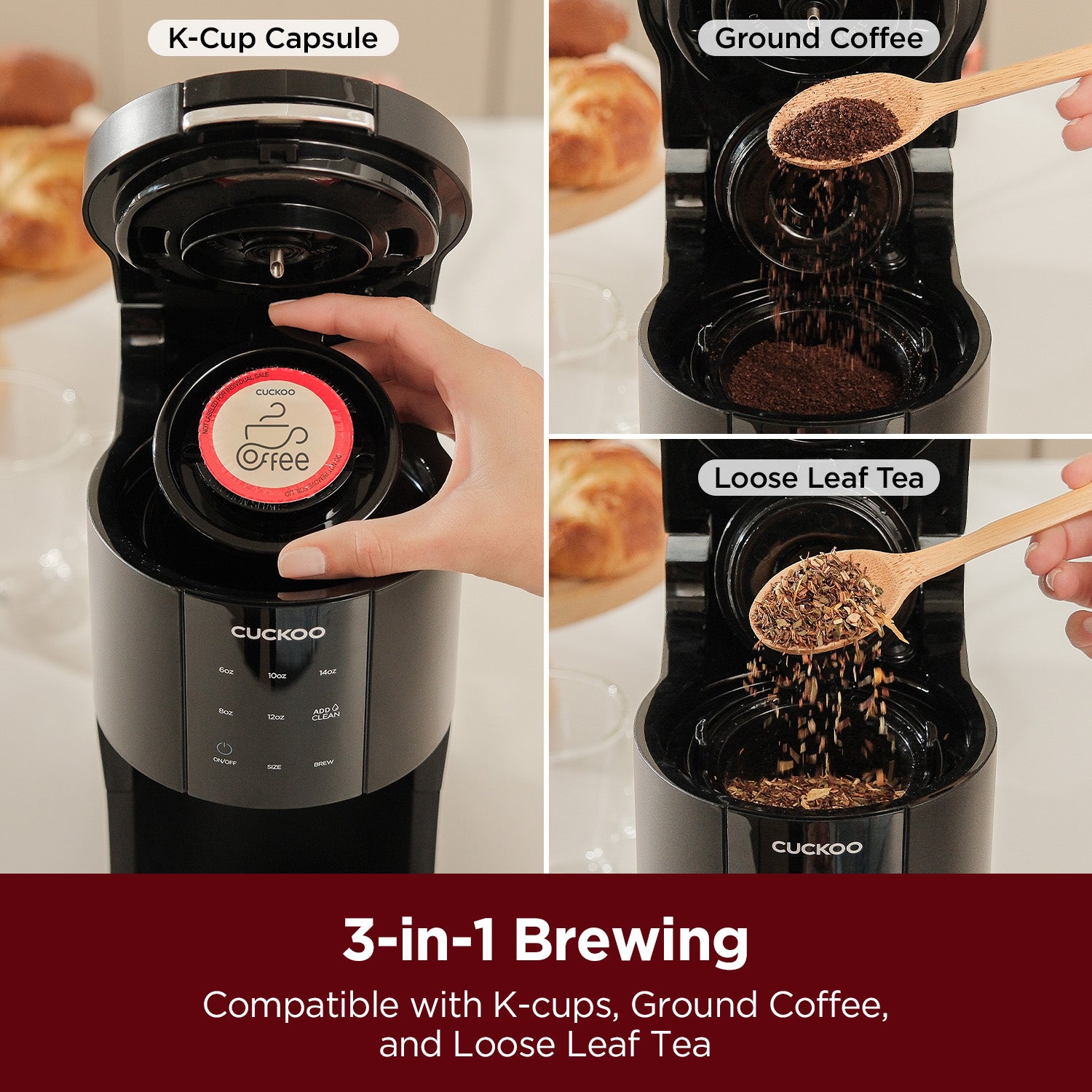 CUCKOO CCM-AK011B macchina caffè capsule nera 3 in 1 ricondizionata