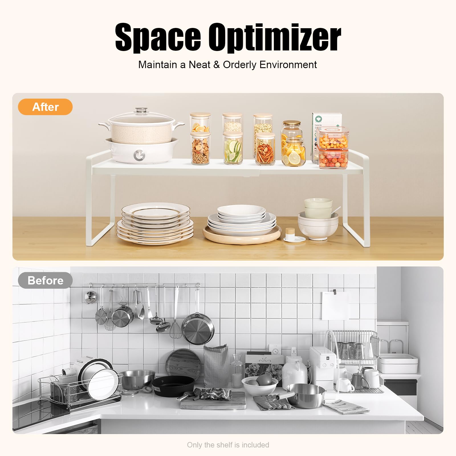TiryyDrela Scaffale Allungabile Mensola Cucina 34-63 cm 10 kg