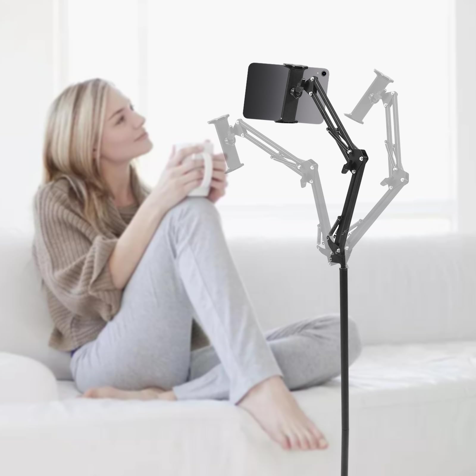 TiryyDrela Supporto Tablet Pavimento Acciaio 135 cm 360°