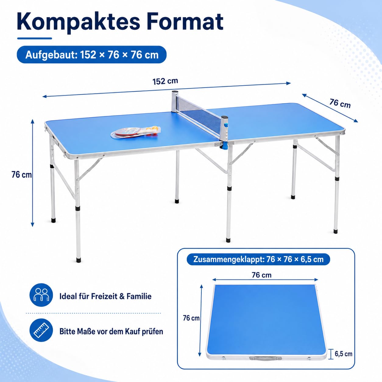 TiryyDrela tavolo ping pong pieghevole 152x76 cm set completo