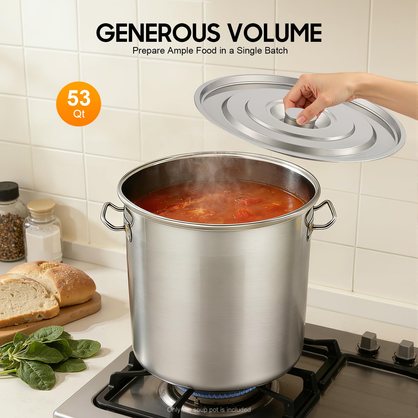 TiryyDrela Pentola Acciaio Inox 50 L Ø40 cm con Coperchio