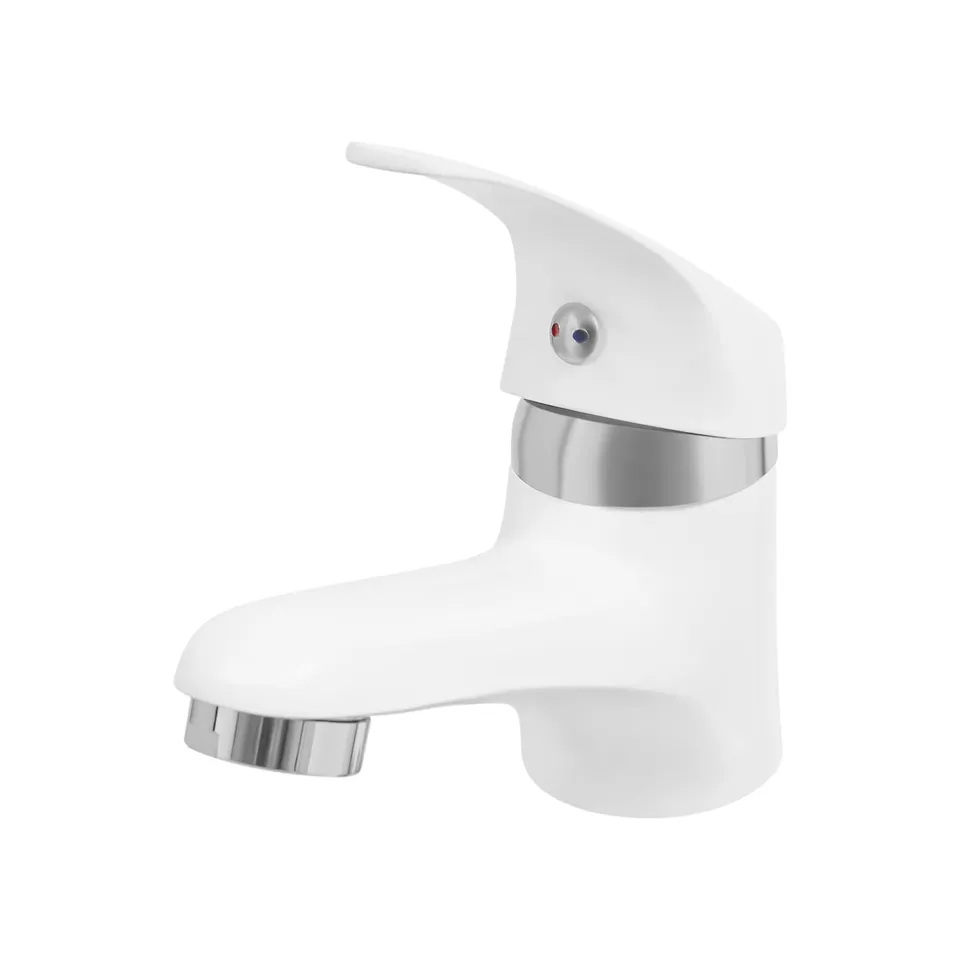 TiryyDrela Rubinetto Bagno Bianco Ottone Compatto 10 cm